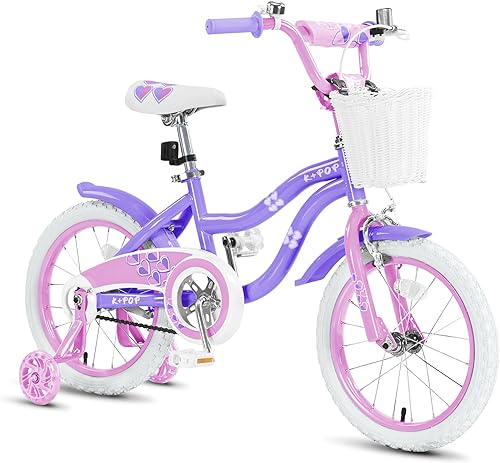 Miniatura 13 de Bicicleta para niñas con cesta para niños de 4 a 12 años, bicicleta para niños de 16 20 pulgadas, bicicletas para niñas de 16 pulgadas con ruedas de