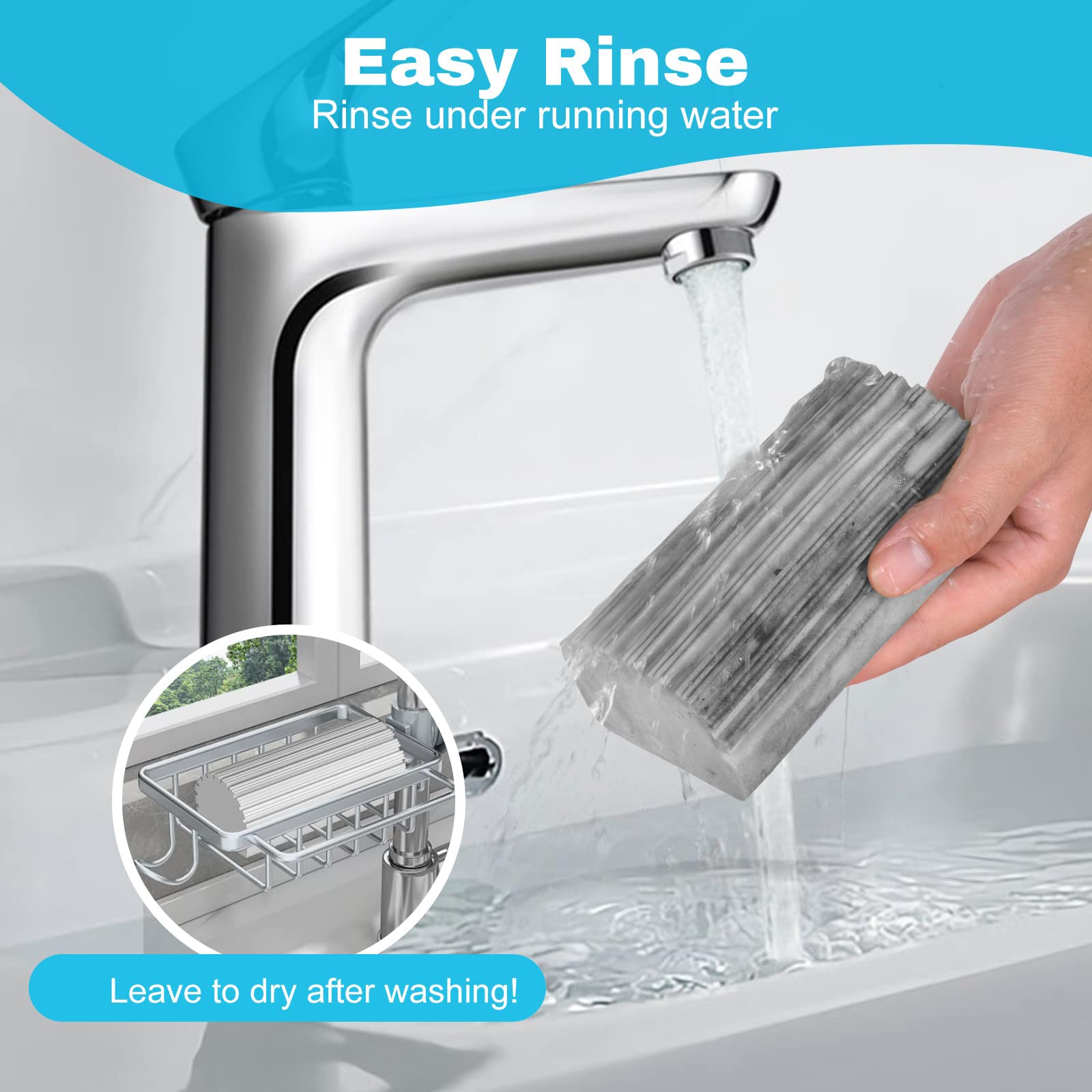 4 esponjas de limpieza versátiles y prácticas, con fuerte absorción de agua, reutilizables y duraderas, ideales para persianas, cristales, espejos y mucho más (gris)