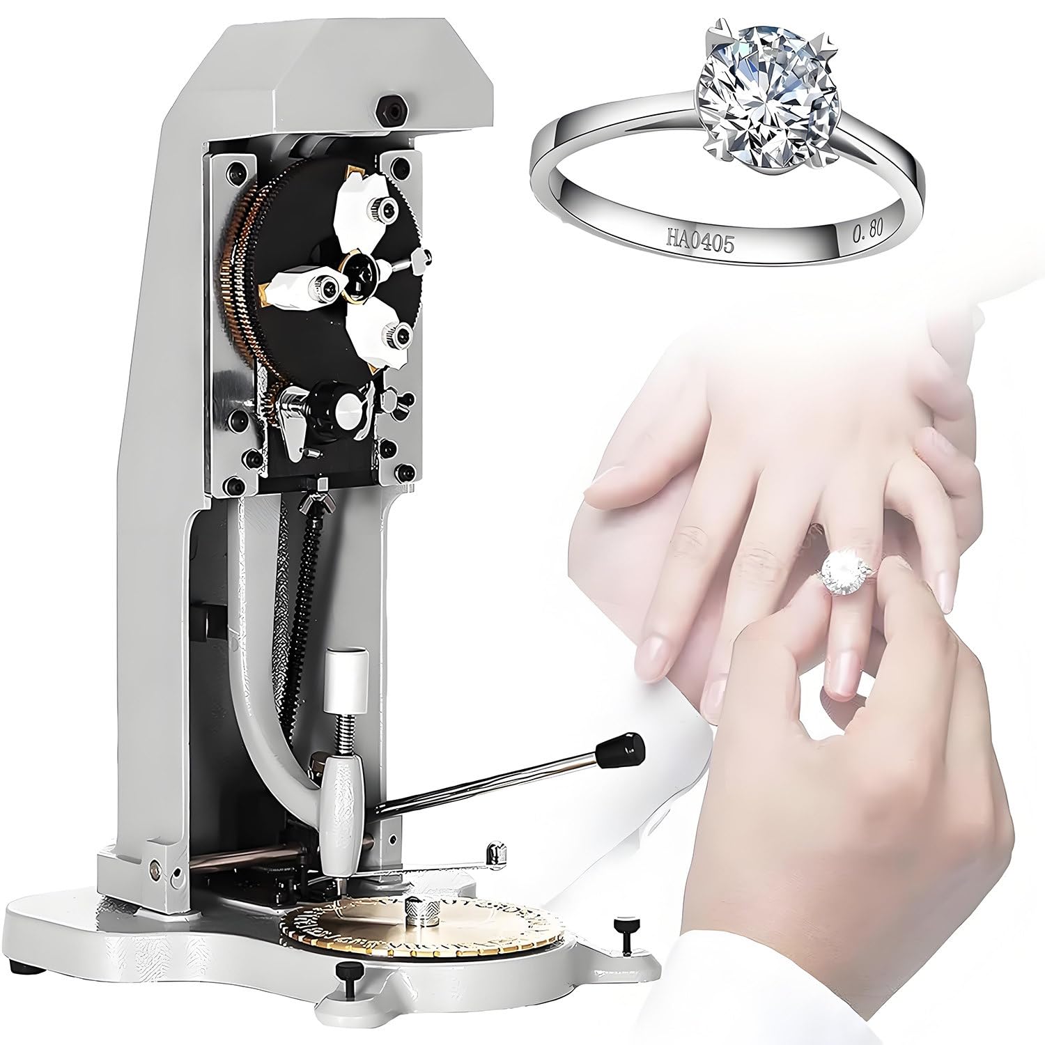 Graveur d'anneaux pour bijoux, machine à cadran double face avec tampon standard pour gravure intérieure, parfait pour les accessoires et cadeaux personnalisés