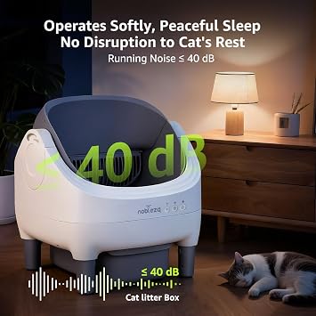 Nobleza Self Cleaning Cat Litter Tray, 76L+11L Large Automatic Litter Box for Multiple Cats, Open-Top Smart Robot Tray with App Control, Safety Sensors Protection, Odor Control, One-Click Empty
