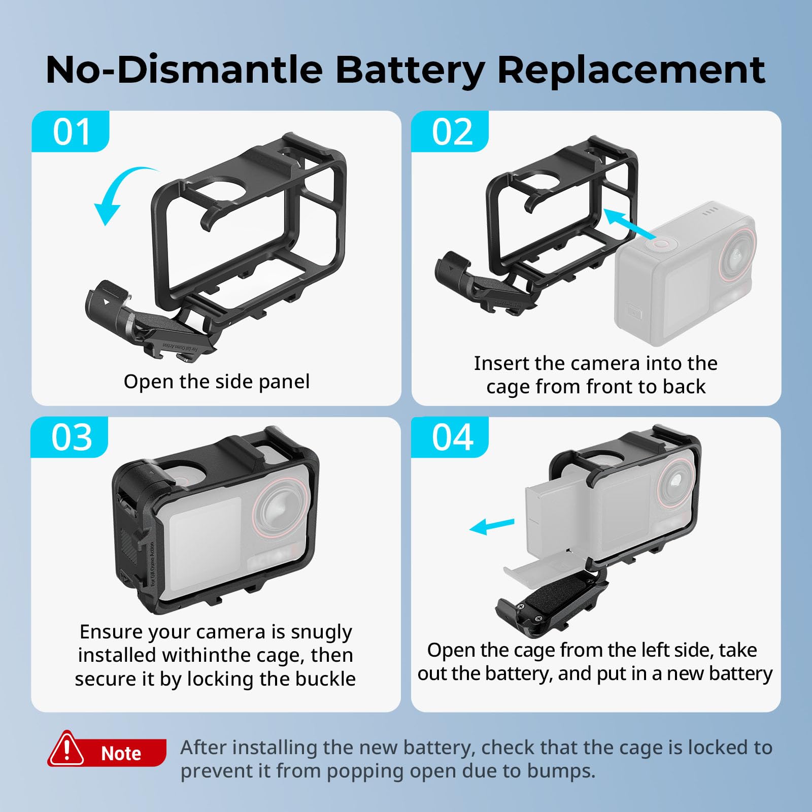 SMALLRIG Action 5 Pro Action 4 Action 3 Cage dla DJI, klatka z wieloma interfejsami rozszerzeń, rama ochronna dla DJI Osmo Action 3 Action 4 Action 5 Pro - 5135