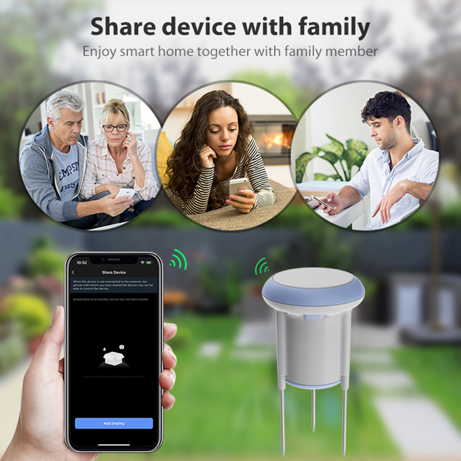 Sensor inteligente de suelo WiFi: medidor inteligente de humedad del suelo con aplicación de monitoreo en tiempo real, probador de suelo con medidor de humedad/temperatura para jardín, granja e
