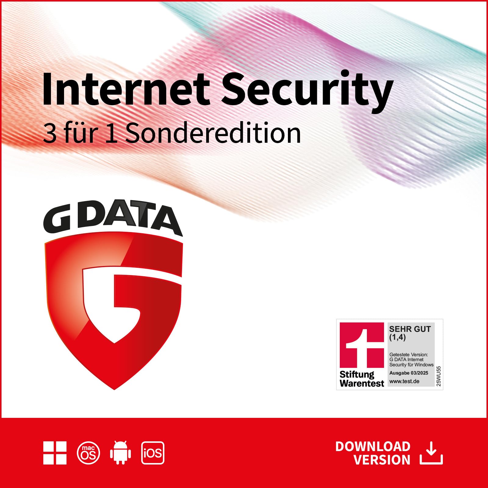 G DATA Internet Security 3 für 1 Sonderversion |3 Geräte - 1 Jahr | Antivirus für PC, Mac, Android, iOS | Made in Germany | zukünftige Updates inklusive | Aktivierungscode per Email