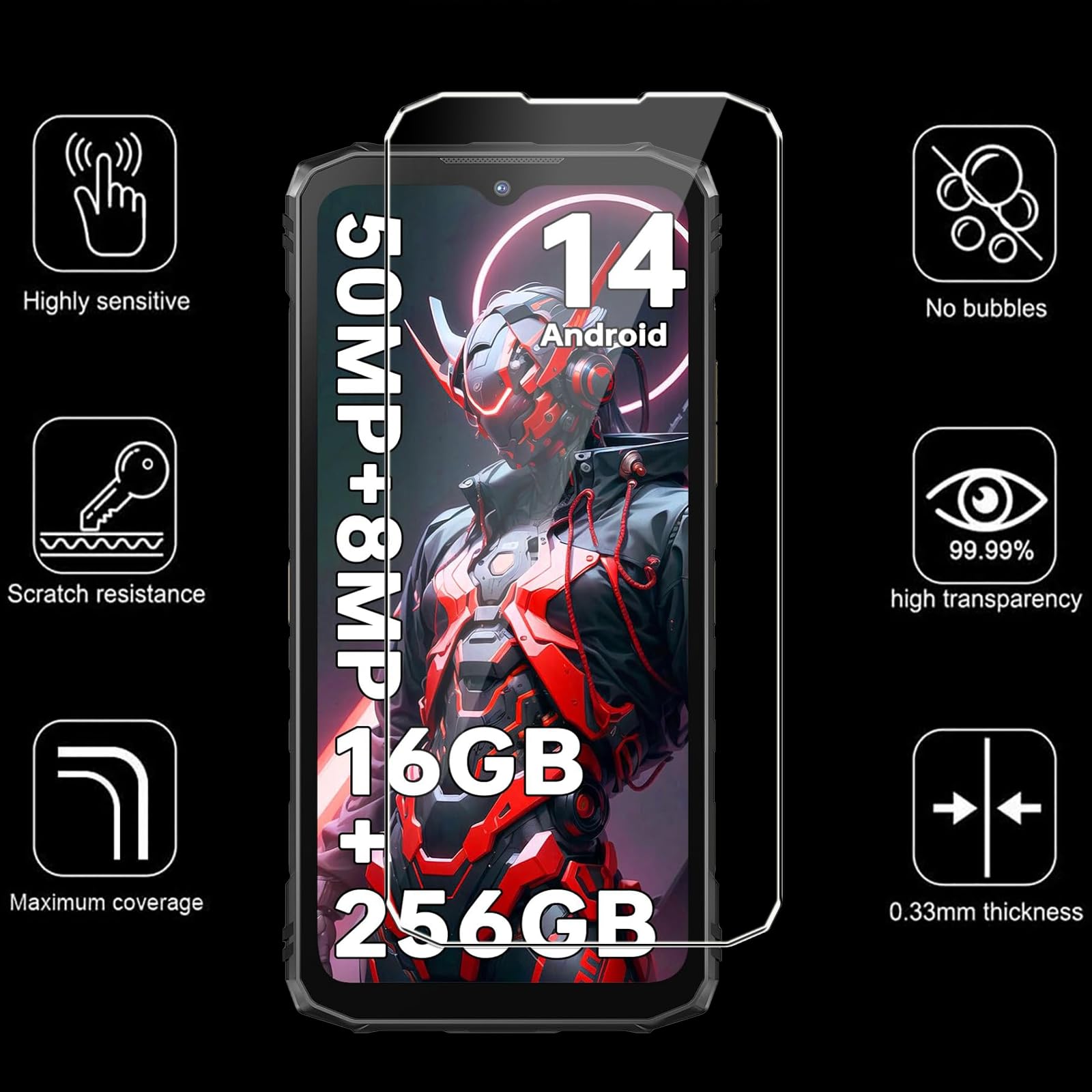 Doogee N55 Coque Verre Trempé HuiYouMY Pour Doogee Blade 10/Pro/Ultra - Protection Complète Portefeuille Doogee Blade 10 - Foto 11