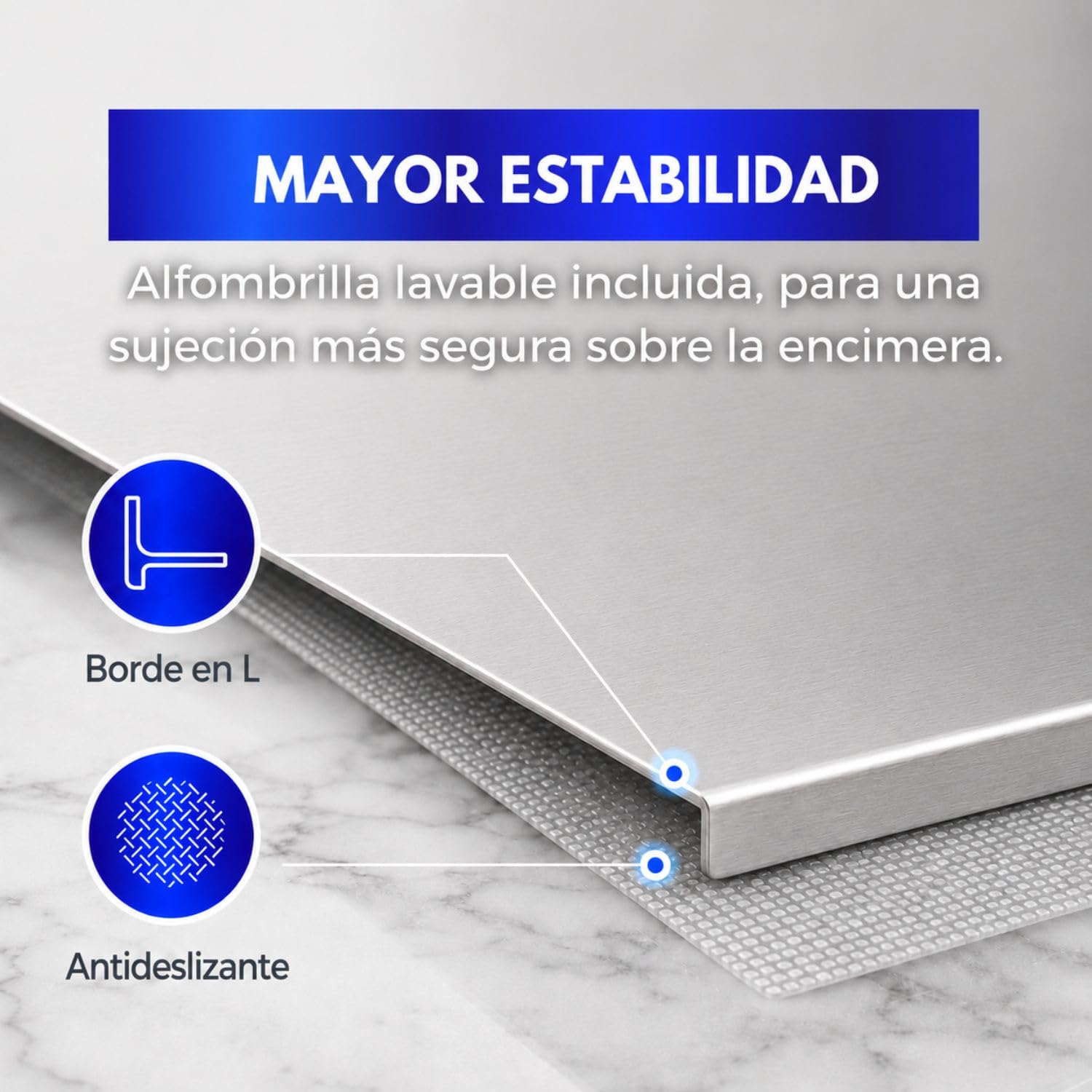 INOXLM Tabla de amasar de acero inoxidable Varios tamaños para la cocina para el bar para el restaurante para amasar (40X56 Doble 2 cm Altura 4 cm)