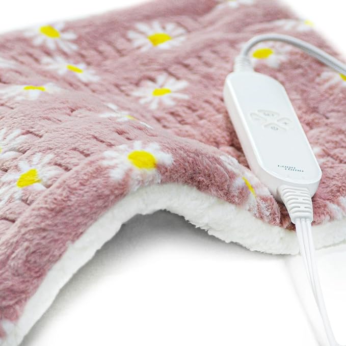 GOQOTOMO Flower Heating Pad for Back Pain Relief 12" x 24"12 Heat Levels, 8 Timers