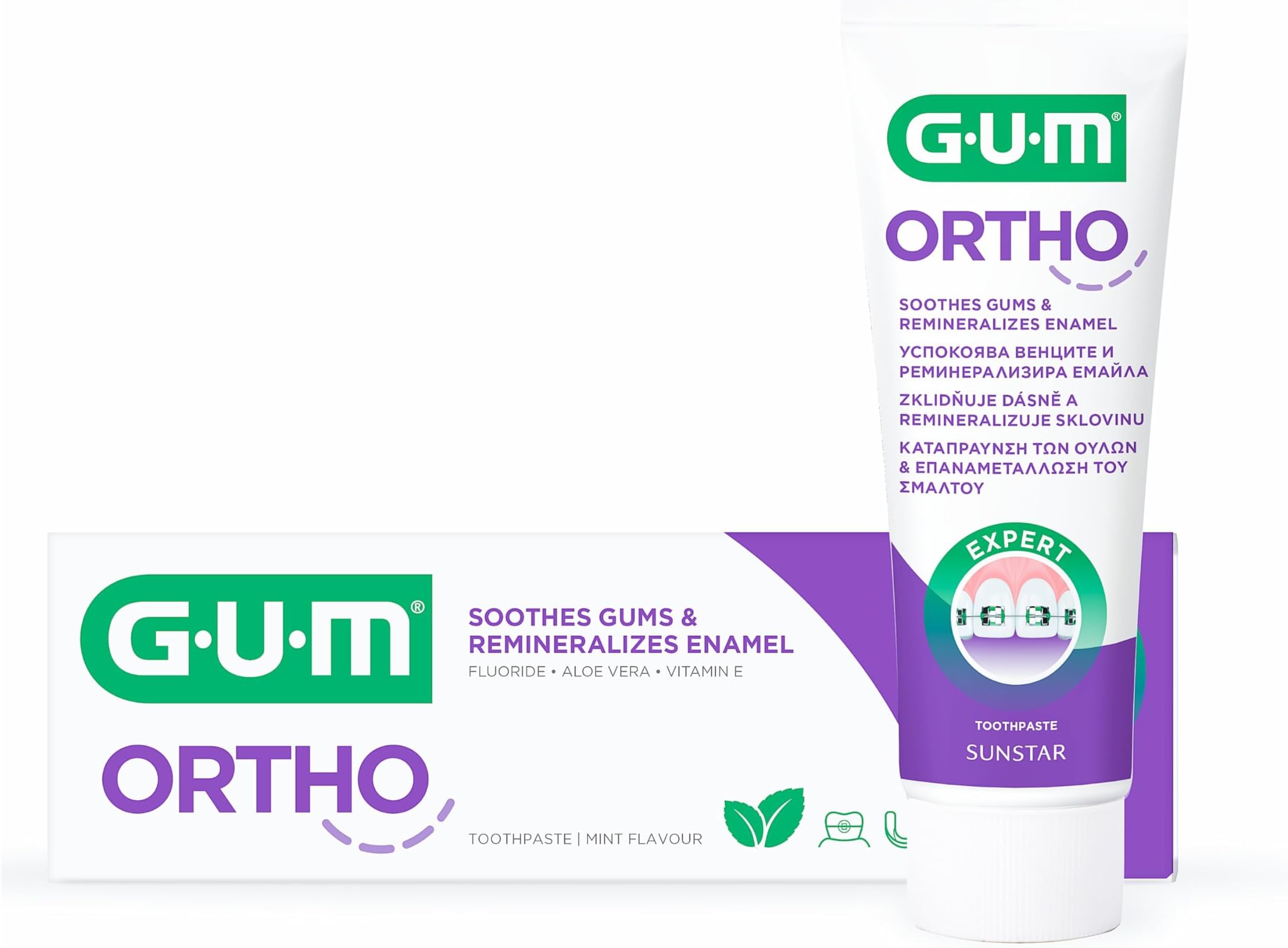 Ortho Toothpaste Gel - Plaque Removal - Advanced Cavity Protection - Enamel Remineralization - With Ginger Extract, Aloe Vera, Vitamin E - Deep Cleaning - Fresh Breath - 75ML