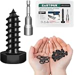 109Pcs 1/4 hexagonale vis à vis Kit d'assortiment, vis à plaques lourdes avec rondelles, 304 Acier inoxydable, 1/4 Bolt pour bois, entièrement fileté, noir oxydé avec socket Hex