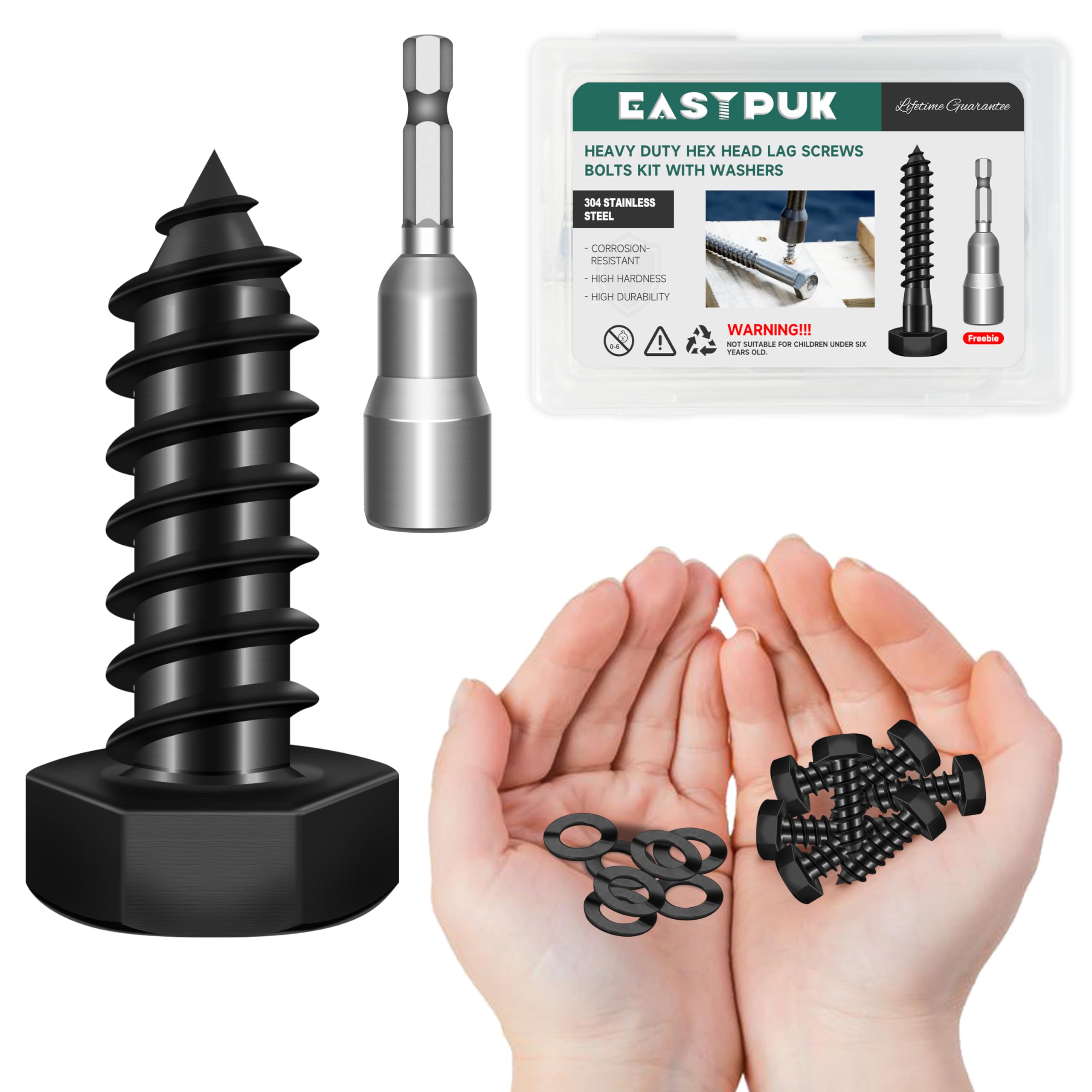 Stainless Steel Lag Bolts - 12 Pack Heavy Duty -11 Stainless Steel Lag Bolts - 12 Pack Heavy Duty -11