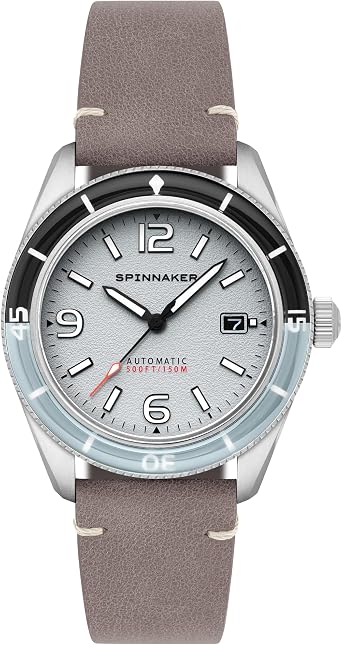 Spinnaker Fleuss Mens Automatic Dive Watch Miyota 8215 Movement, 43mm Stainless Steel Case, 150m Water Resistant, Leather Strap, SP-5055