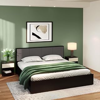 GODREJ INTERIO Bed, Irene King Size Engineered Wood Bed with Box Storage, 1-Year Warranty, Cola-Rain, Prelaminated Particle Board
