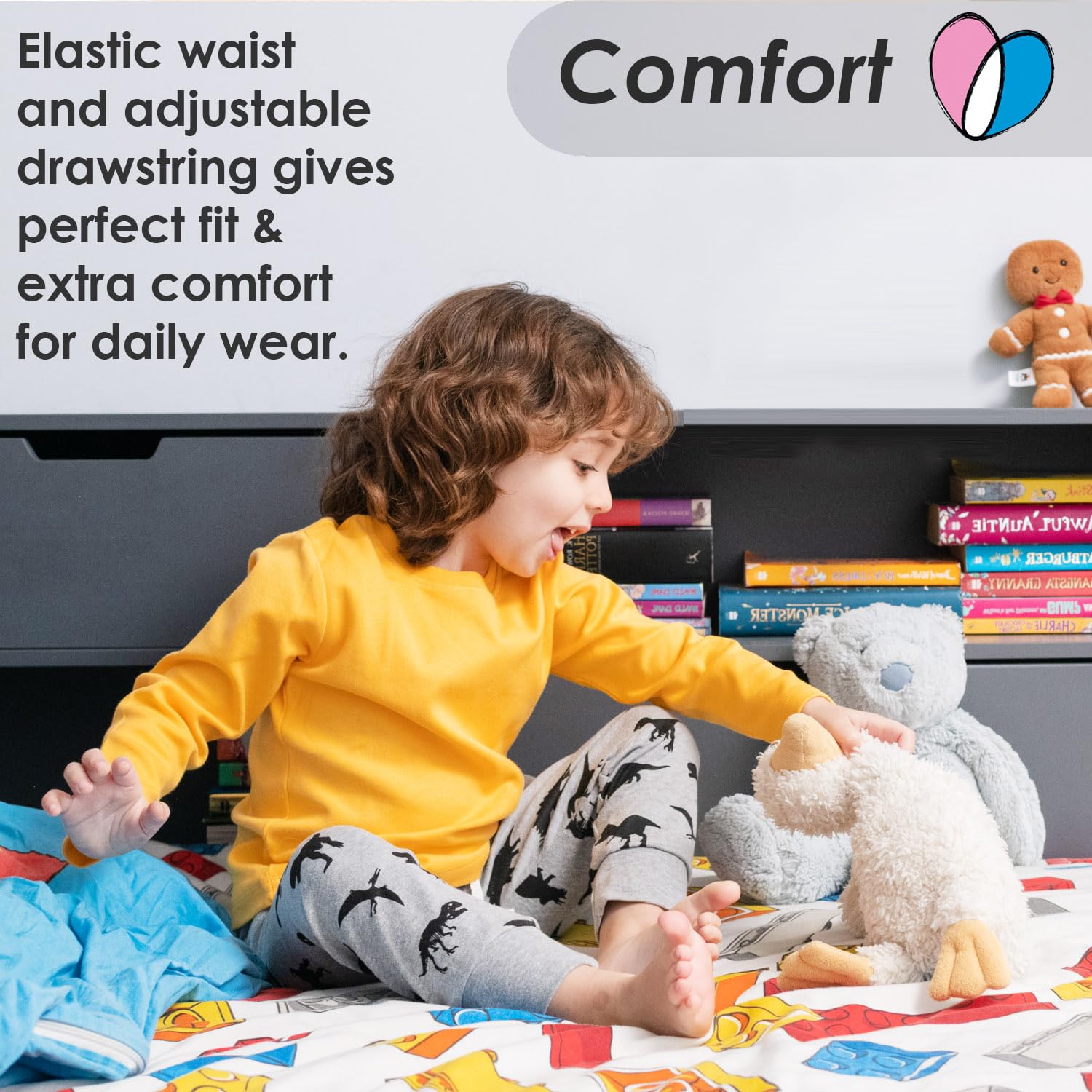 Lovjoy Pantalon de Jogging Bébés Jeunes Enfants - Lot de 3 ou 5 Couleurs - 1-4 Ans - Qualité Confort 100% Coton Robuste - Ceinture Elastiquée + Cordon Réglable