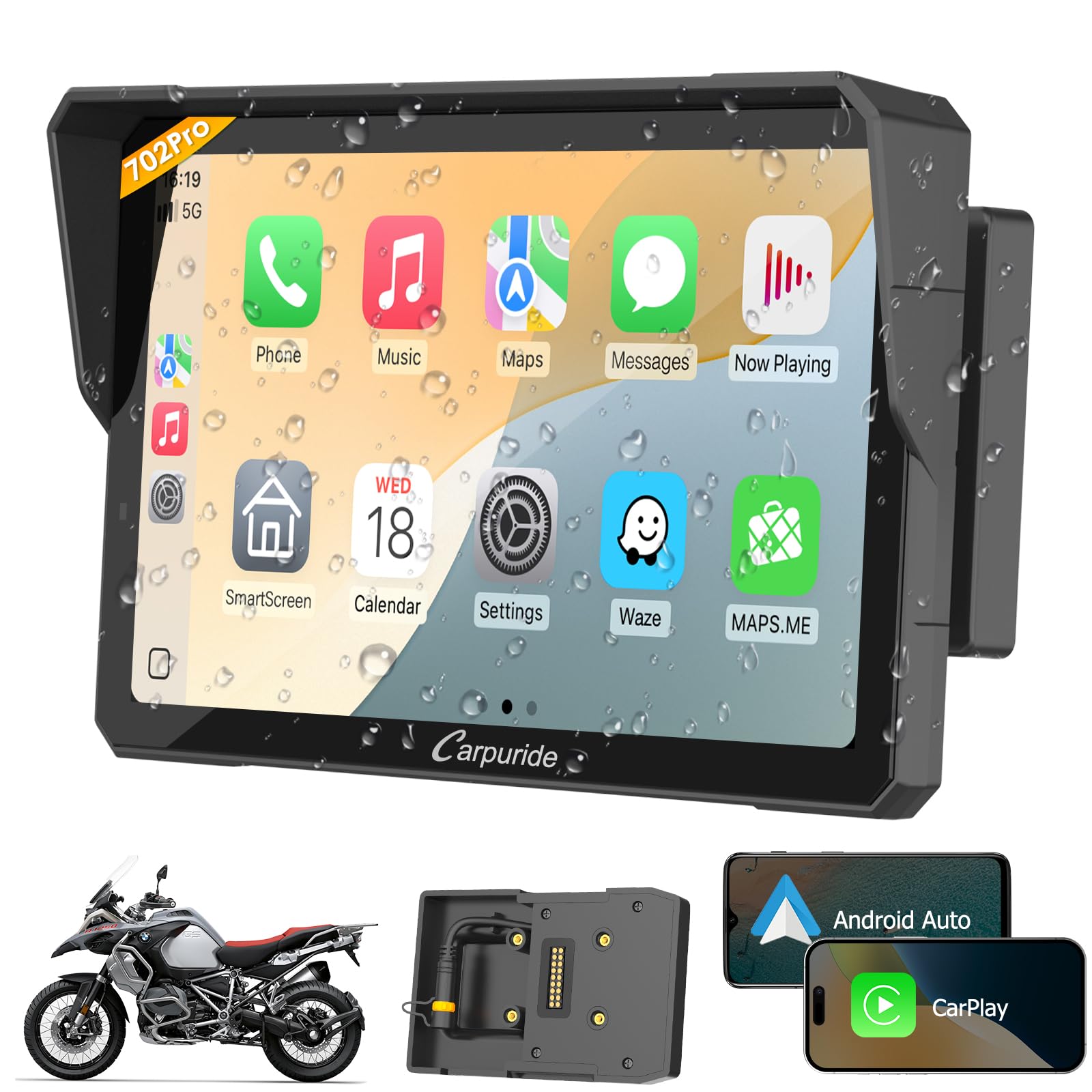 Carpuride 702pro-bs bmw バイク用 スマートモニター Amazon.com