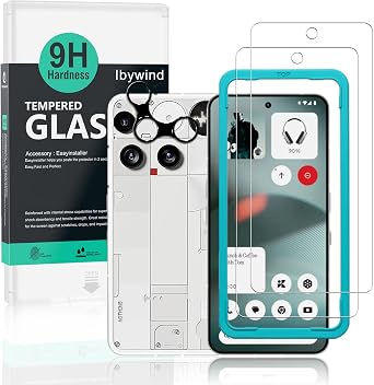 Ibywind for Nothing Phone 3 5G Screen Protector,2 Pack,9H Hardness Tempered Glass and Camera Lens Protector,with Alignment Frame,Full Coverage,Bubble Free,Fingerprint Unlock,Scratch Resistant
