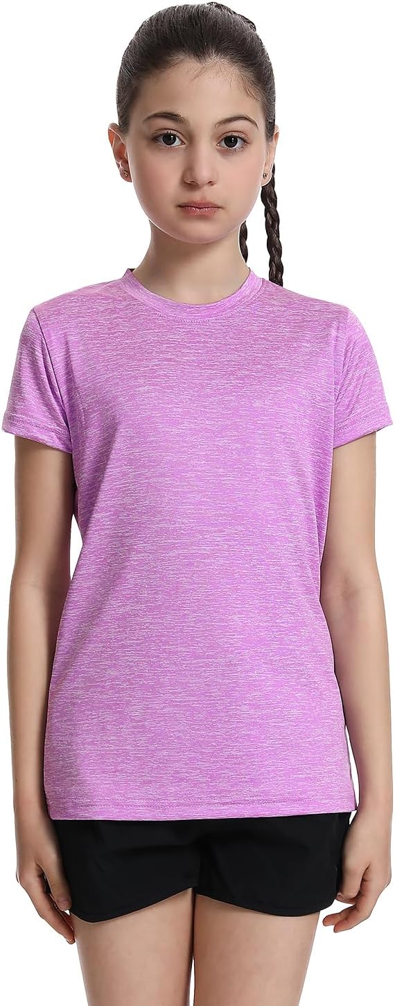 5 Pack Girls Athletic Shirts Short Sleeve Dry Fit Sports T-Shirts Crew Neck Activewear Tees Tops for Kids Teens - Image 2