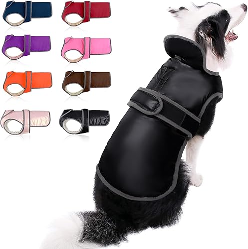 MIGOHI Abrigo reflectante impermeable a prueba de viento para perro, chaqueta cálida para clima frío, reversible, chaleco de invierno para perros