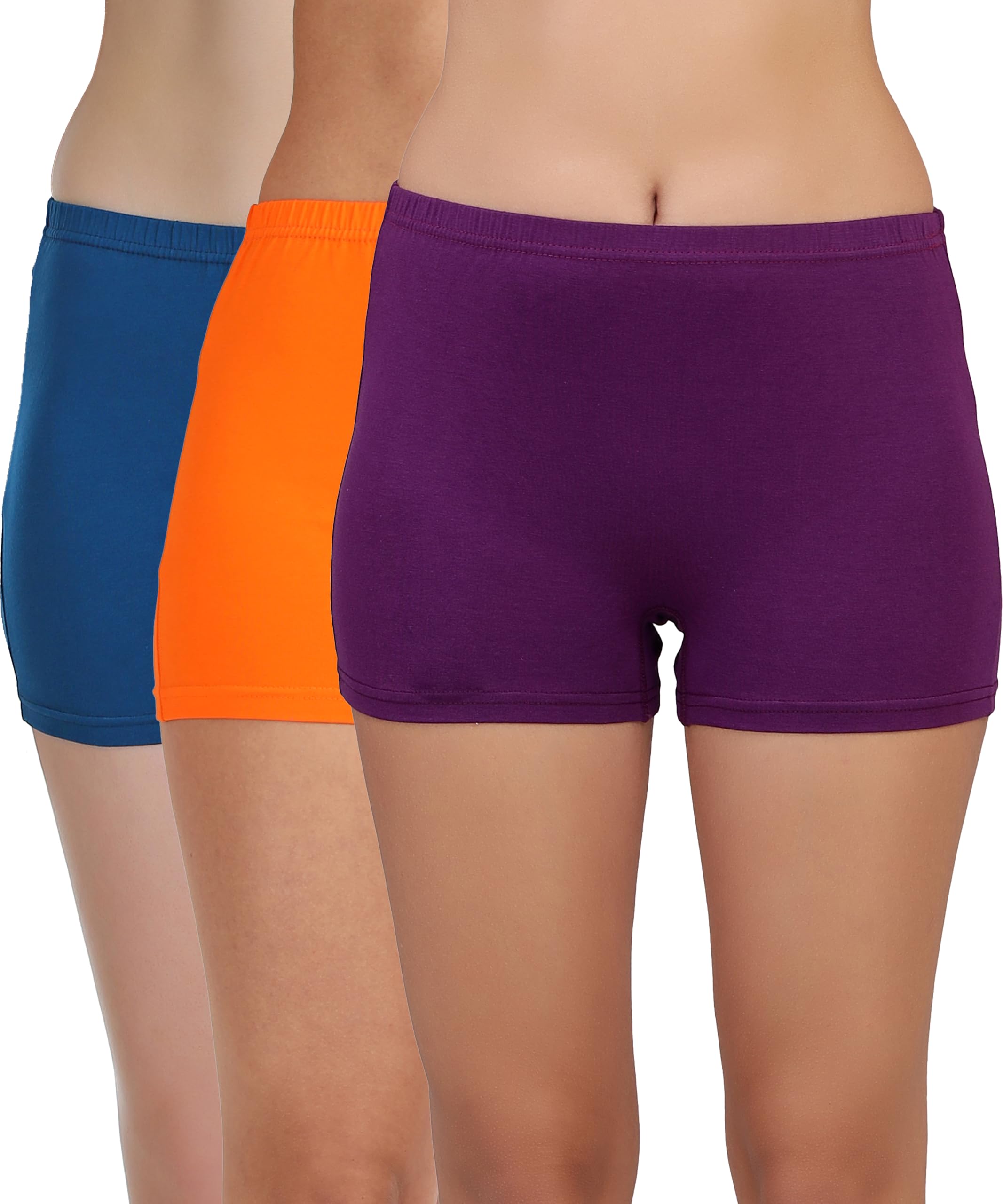 Womens Solid Lycra Mid Rise Stretchable Boy Short Panties (Pack of 3)-image-25