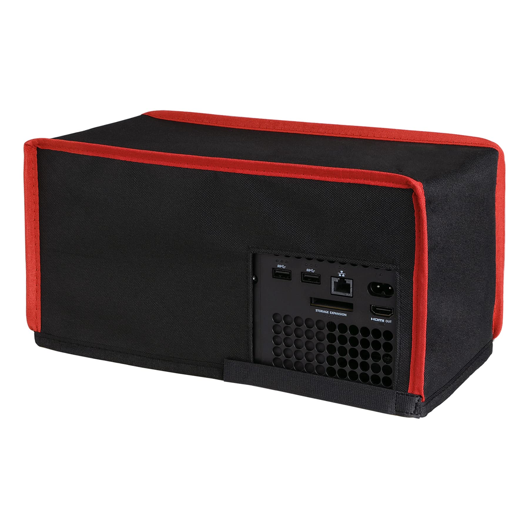 PlayVital Protection pour Xbox Series X Housse Anti-Poussière,Cover Protege pour Xbox Series X Console Accessoires Cache Poussière Nylon,Noir&Rouge-Horizontal