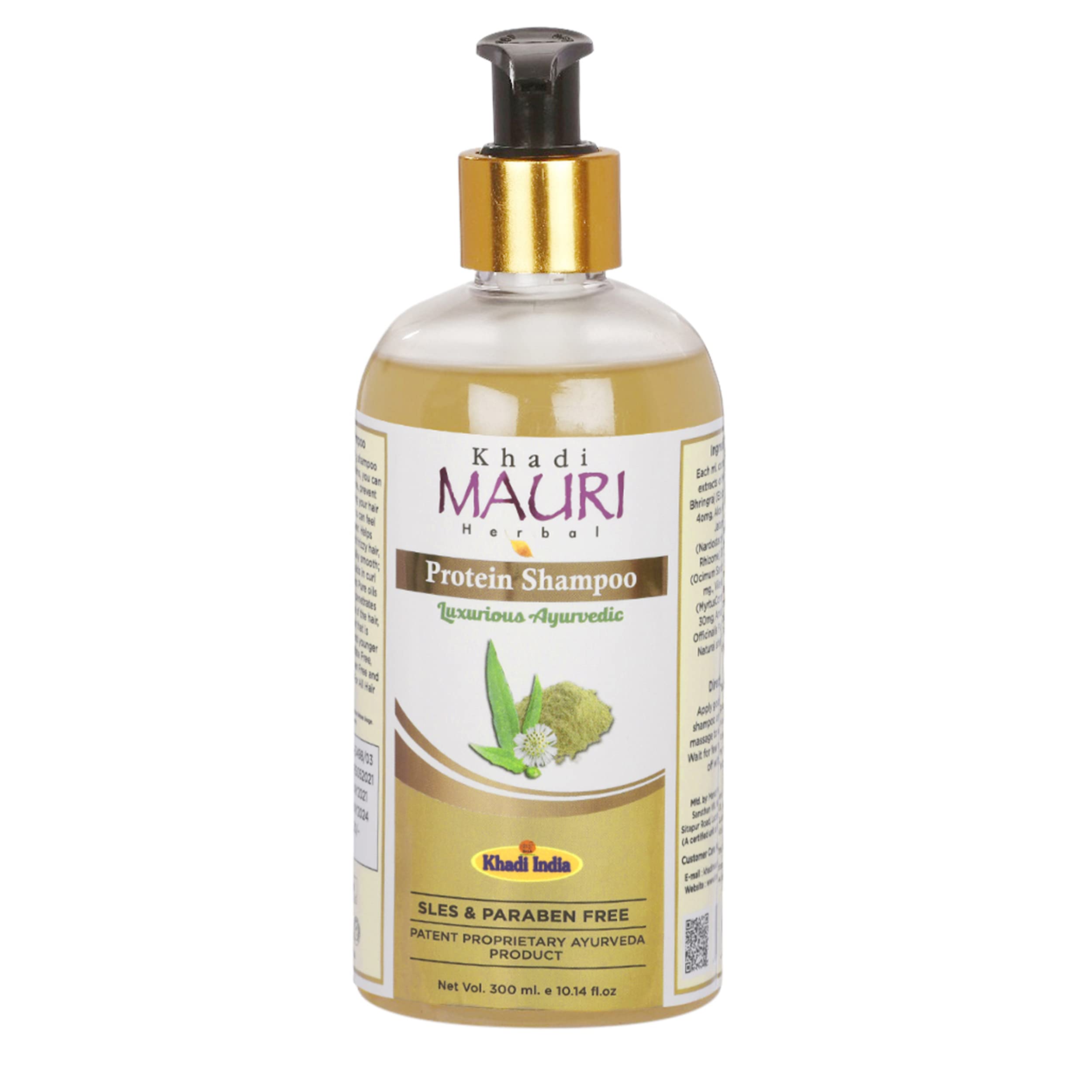 Khadi Mauri HerbalProtein Shampoo for Men and Women - Organic Hair Shampoo Enriched with Plant-Extracts for Complete Hair Treatment - Suitable for All Hair Types - 300 ml