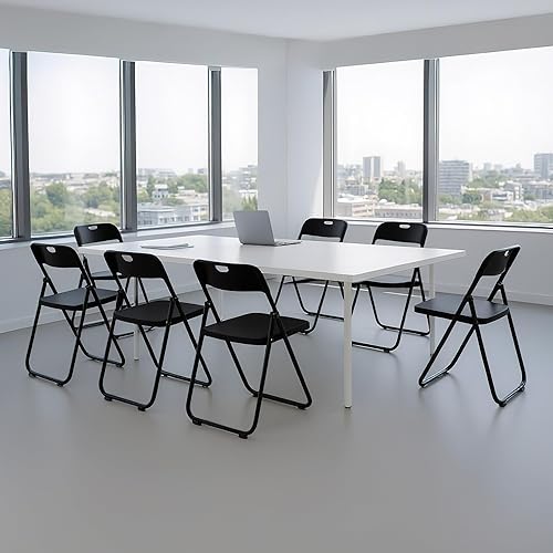 Miniatura 6 de Paquete de 10 sillas plegables de plástico negro, silla plegable ligera con capacidad de 350 libras, marco de metal fácil de plegar y almacenar,
