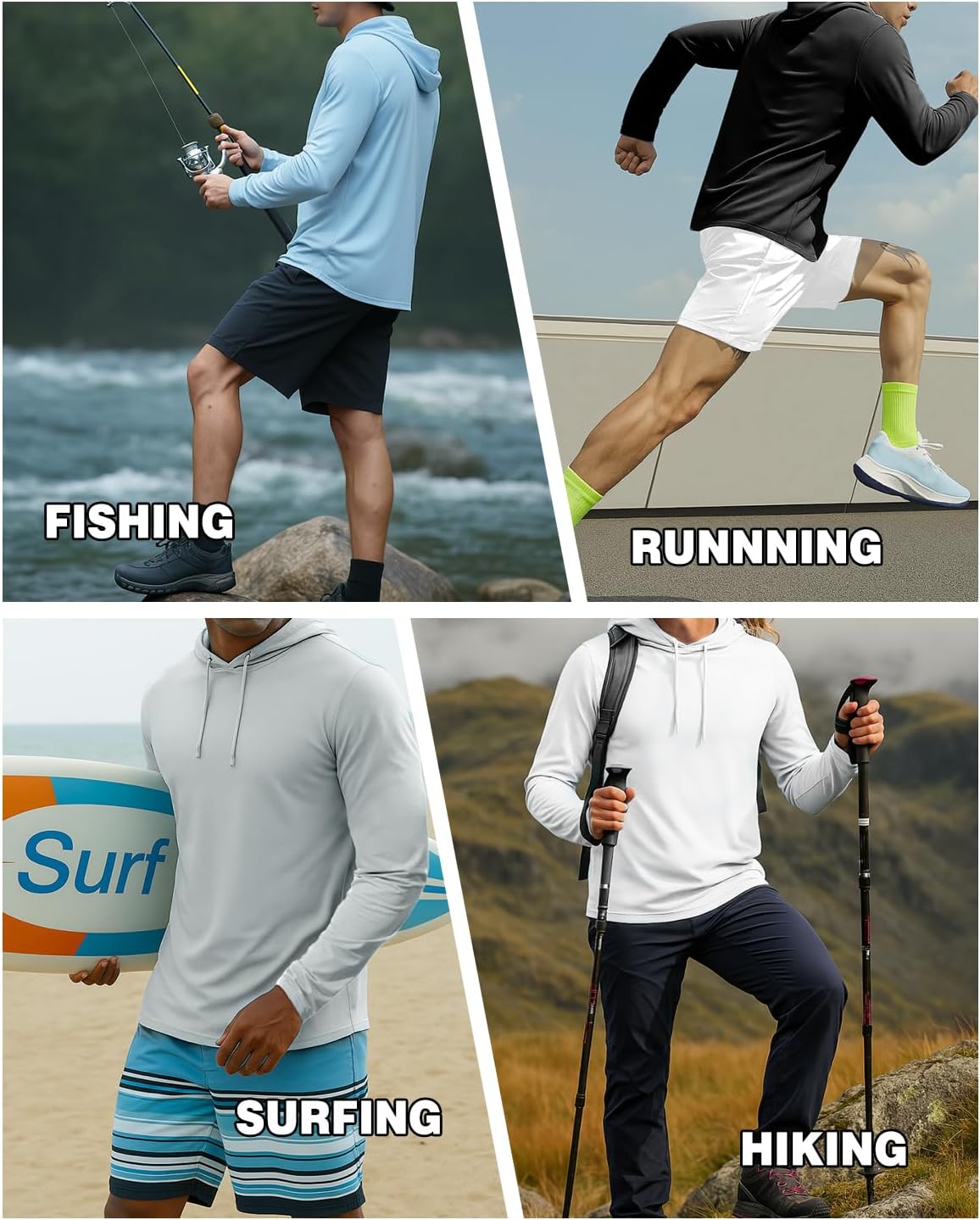 AIMPACT Men's Sun Protection Shirts UV SPF UPF 50+ Long Short Sleeve Hoodie Rash Guard Fishing Swimming Shirt Lightweight - Image 6