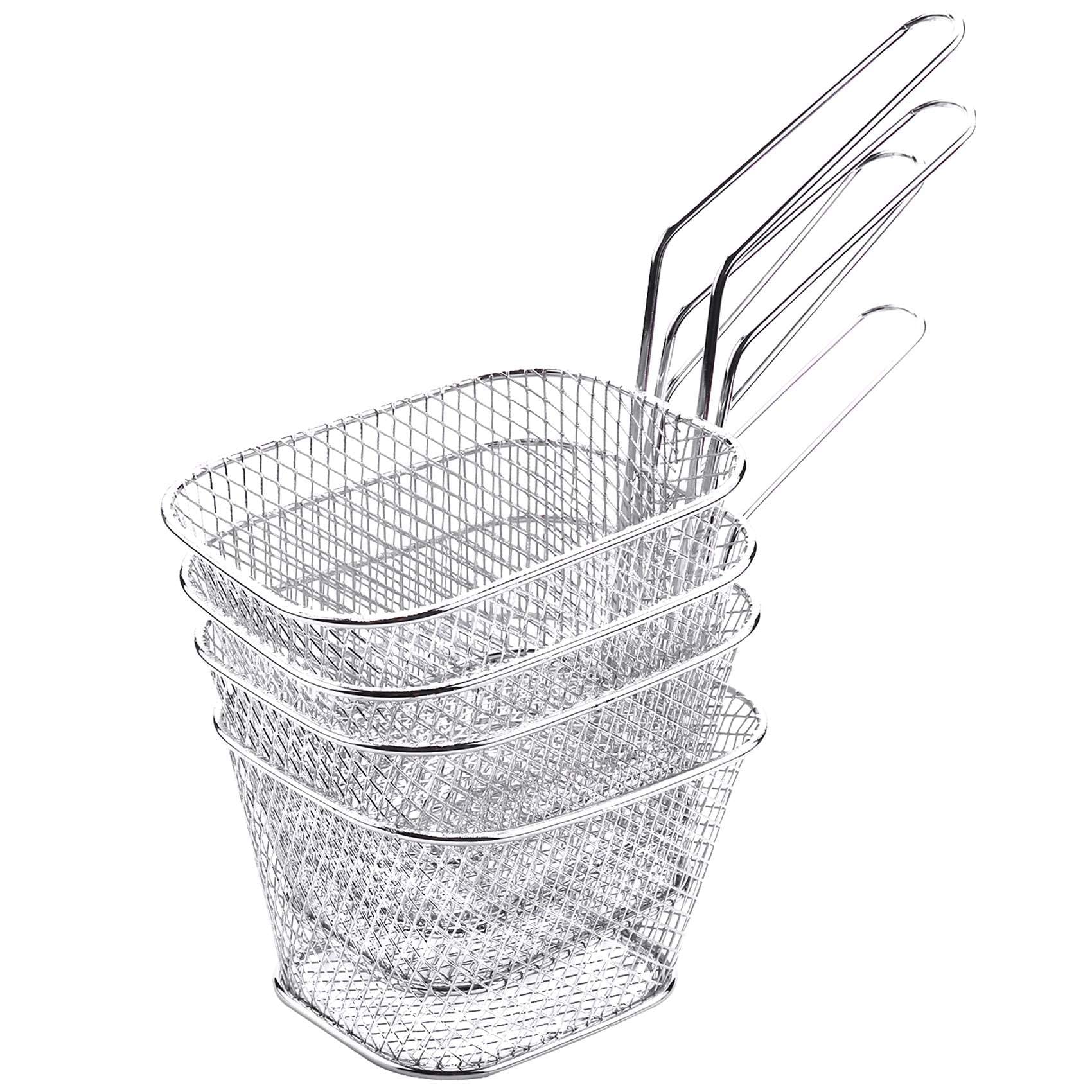 4個/ロット チップ ミニフライバスケット ステンレススチールフライヤーバスケットストレーナー サービング 食品プレゼンテーション調理ツール フライドポテトバスケット