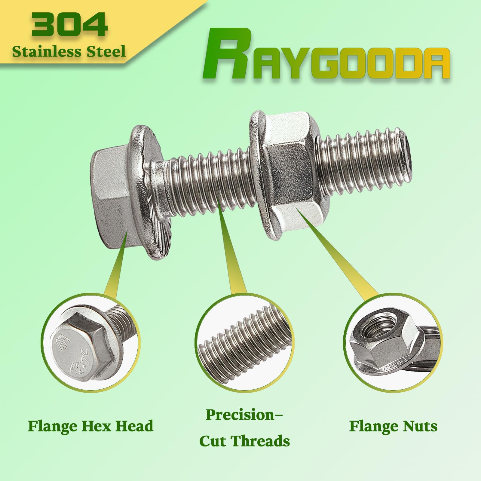 Set di bulloni e dadi a flangia M8 – 1,25 x 35 mm (set da 8), acciaio inox 304 A2-70, flangia dentata autobloccante, resistente alle vibrazioni, filettatura completa – Costruzione