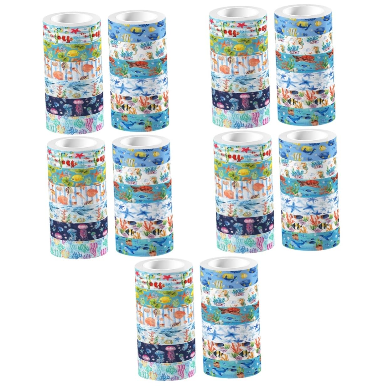 SEWACC 5piezas Conjunto De Cinta Washi De Vida Marina De Cinta Decorativa Transparente y Adhesiva Para Manualidades Diarios y Planificadores Para Niño Niña y Adultos