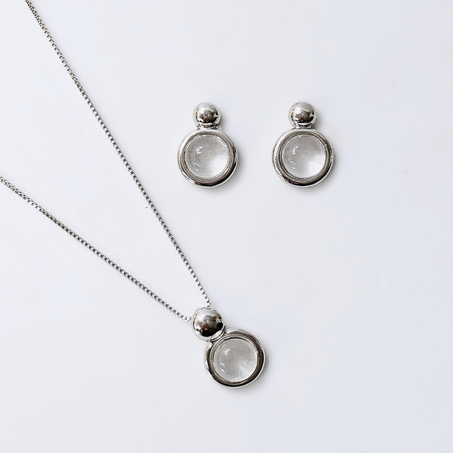 Brazilian Designed Gold Plated Earrings and Necklace with natural gemstone - Comfy Hypoallergenic Statement Jewelry set for Women 0.7 inch (1,8 cm) Made in Brazil - Image 2