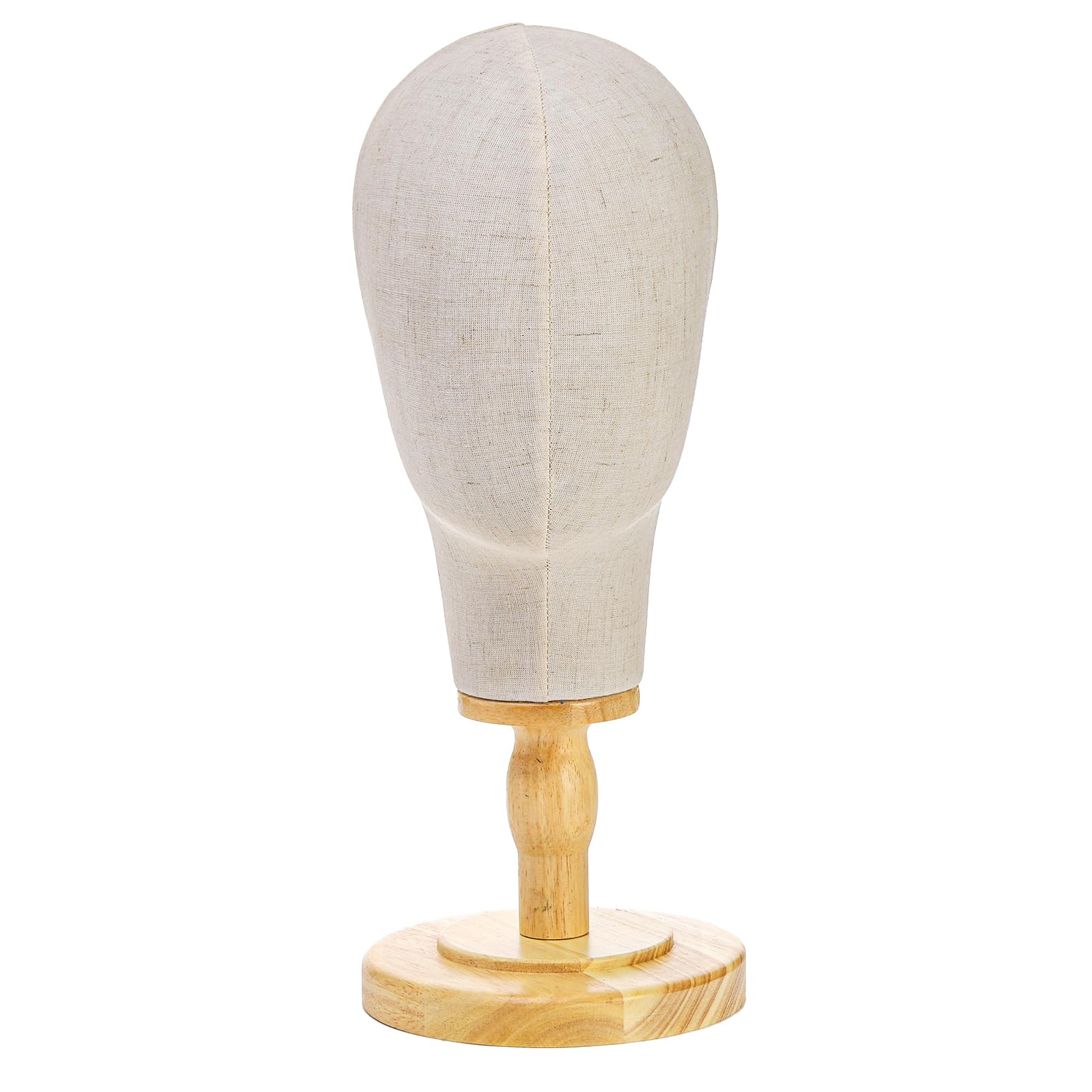 Peohud 21 Inch Mannequin Head, Canvas Wig Head Stand with Detachable Wood Stand - Image 3