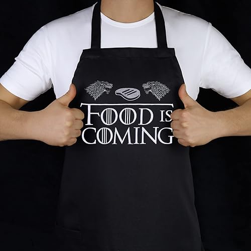 Miniatura 5 de Delantal de cocina Barbacoa hombres Delantales de cocina ajustables con bolsillo  correa ajustable para el cuello