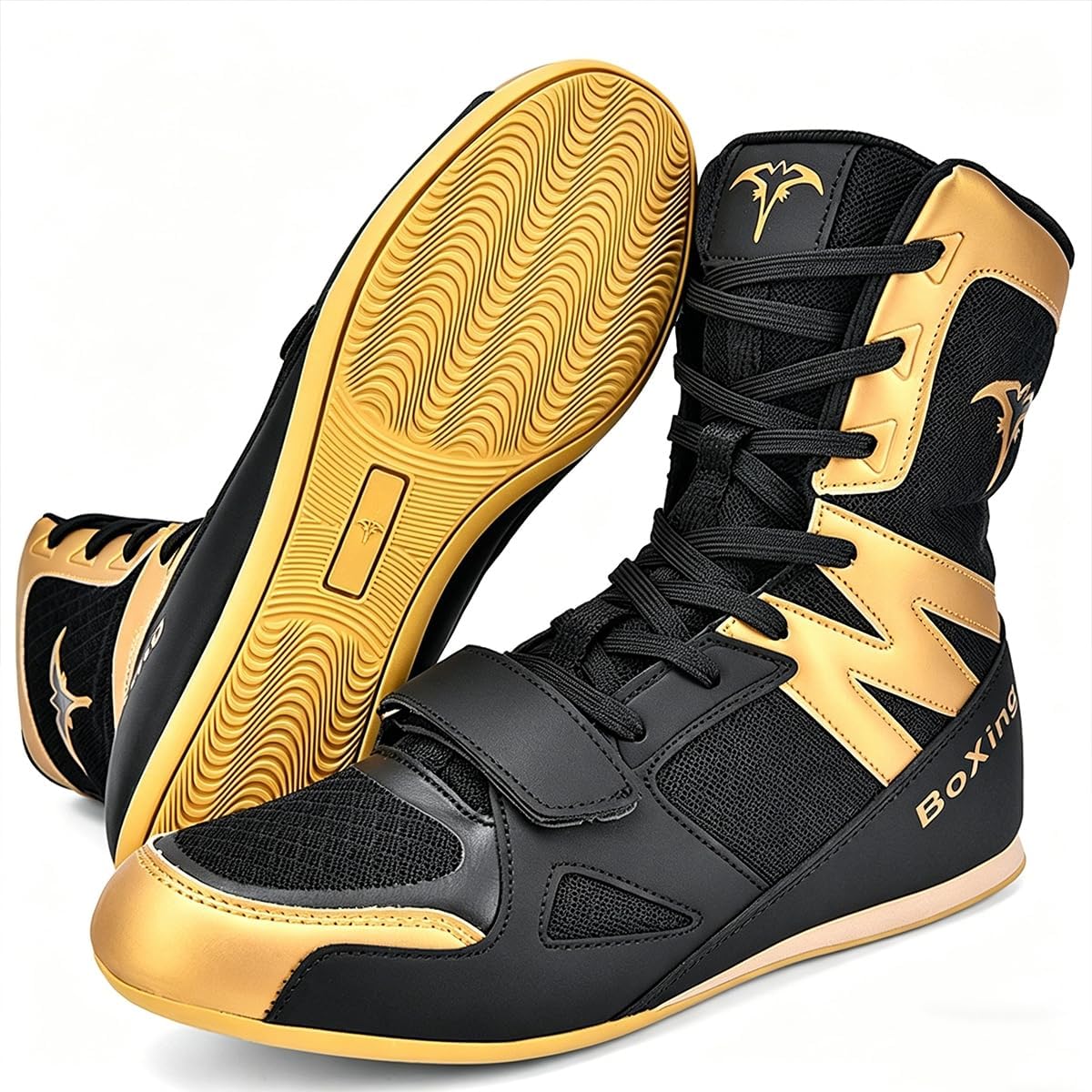 Men's Synthetic Leather Boxing Shoes Wrestling Shoes for Weightlifting Powerlifting Deadlift Squatting