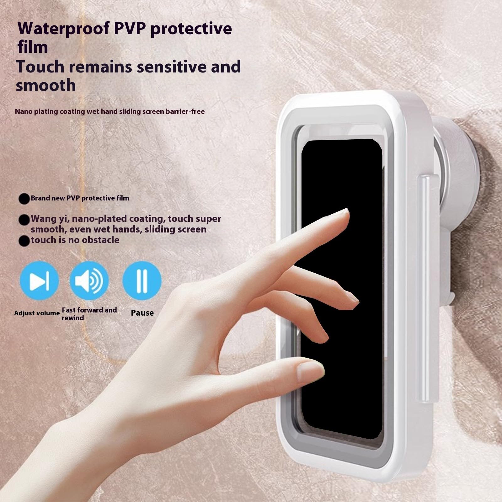 Soporte para teléfono de ducha, impermeable, giratorio, ajustable, soporte de pared para teléfono celular, soporte de alta sensibilidad, soporte de ducha impermeable, soporte de pared para
