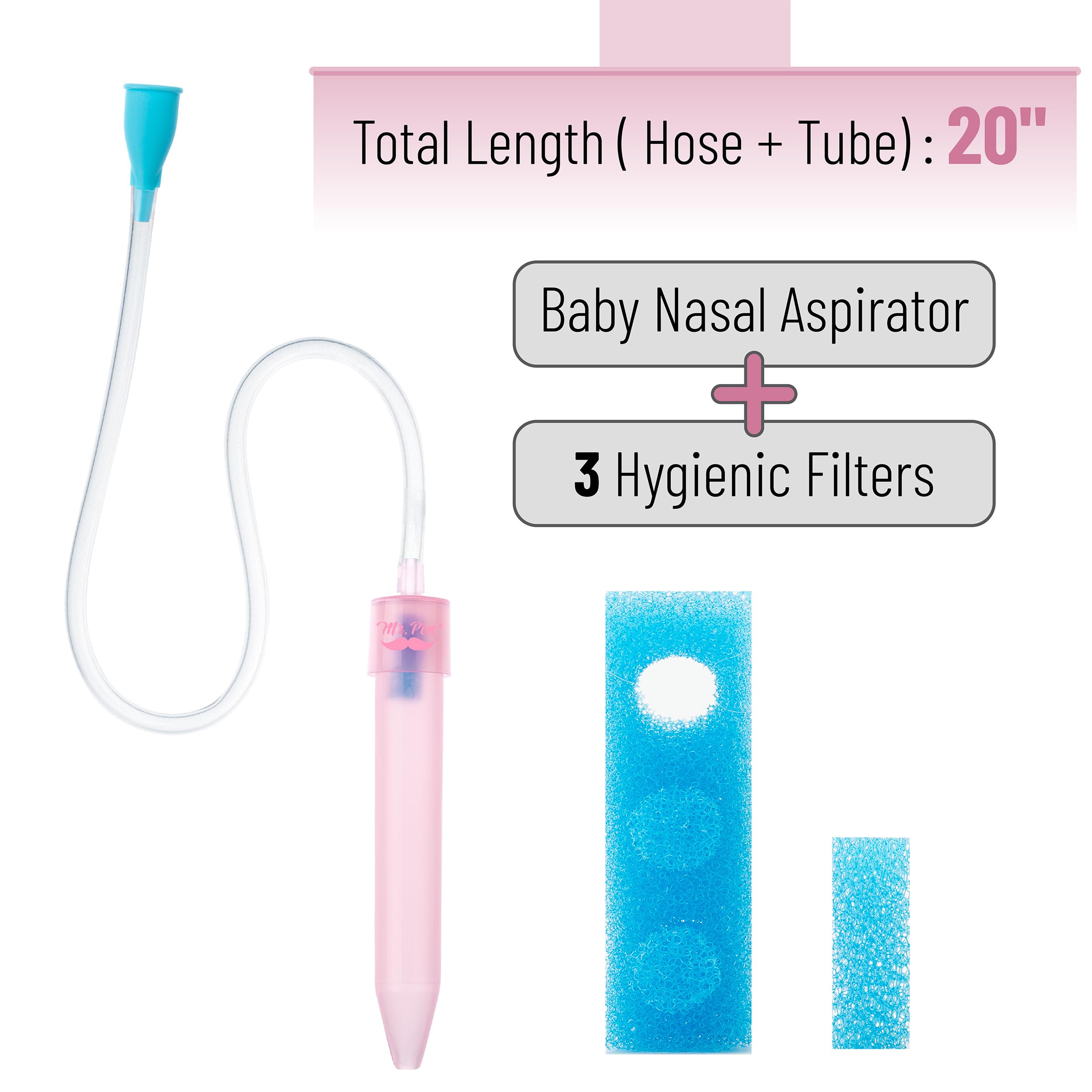 Mr. Pen Pink Baby Nasal Aspirator with 3 Extra Hygiene Filters, Baby Snot Sucker, Nasal Suction for Babies - Image 2