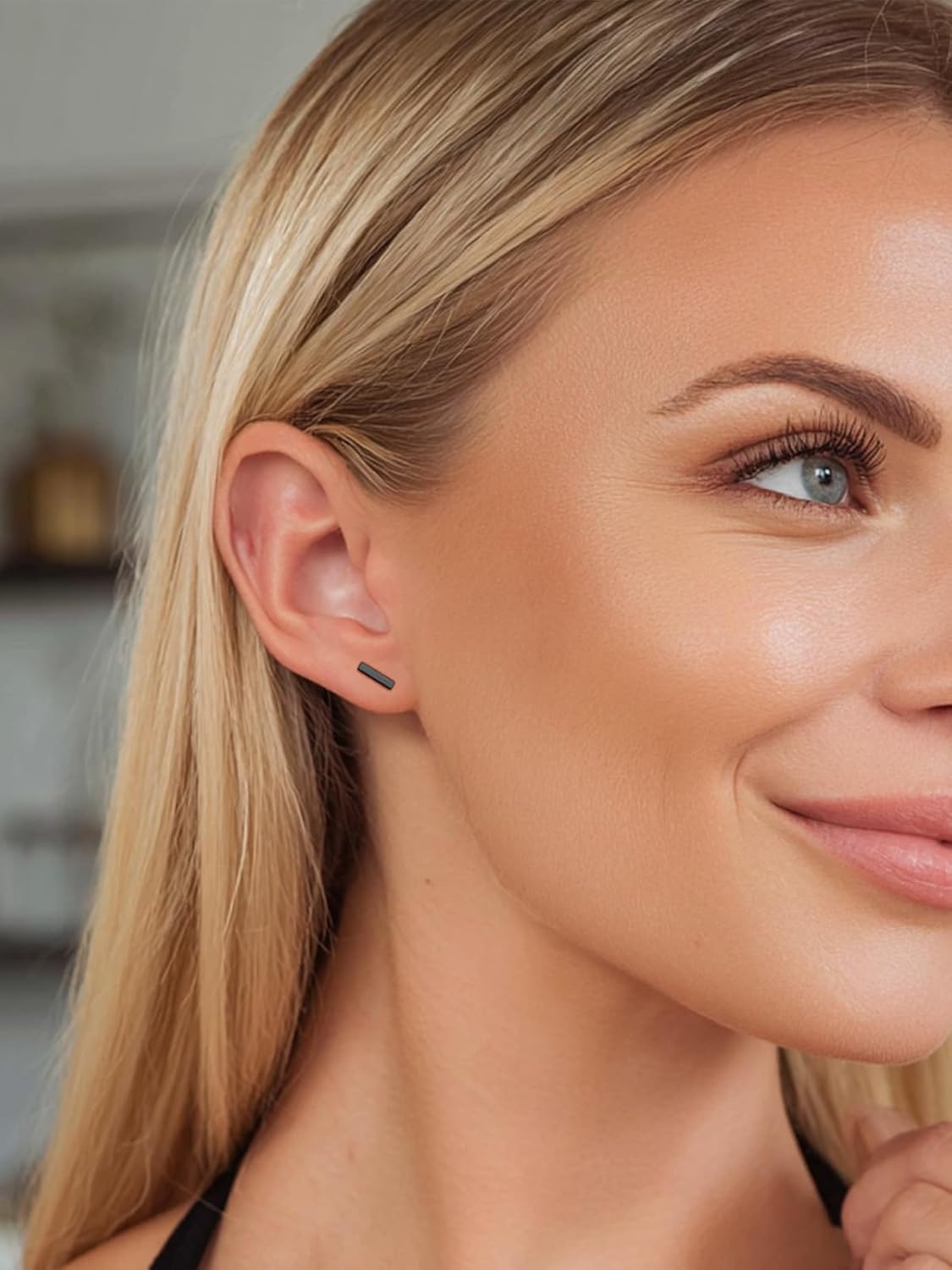 FindChic Hypoallergenic Sterling Silver Small Bar/Heart/Dot/Triangle/Butterfly/Lightning Studs Earrings Minimalist Geometric Jewelry Valentine Gifts for Women Men Girls, with Gift Box