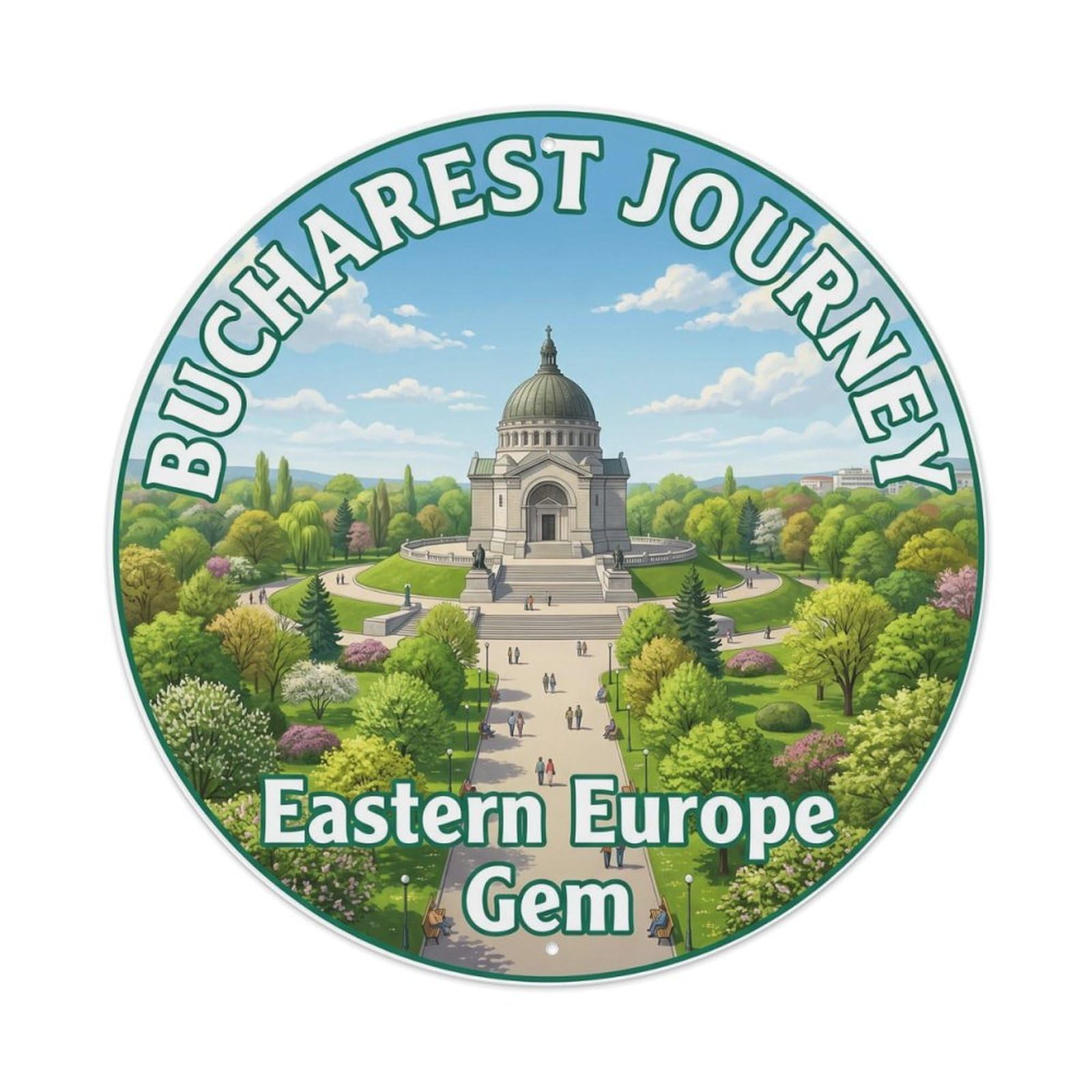 Fqcyn Style Vintage Travel Bucharest Journey Eastern Metal Tin Sign