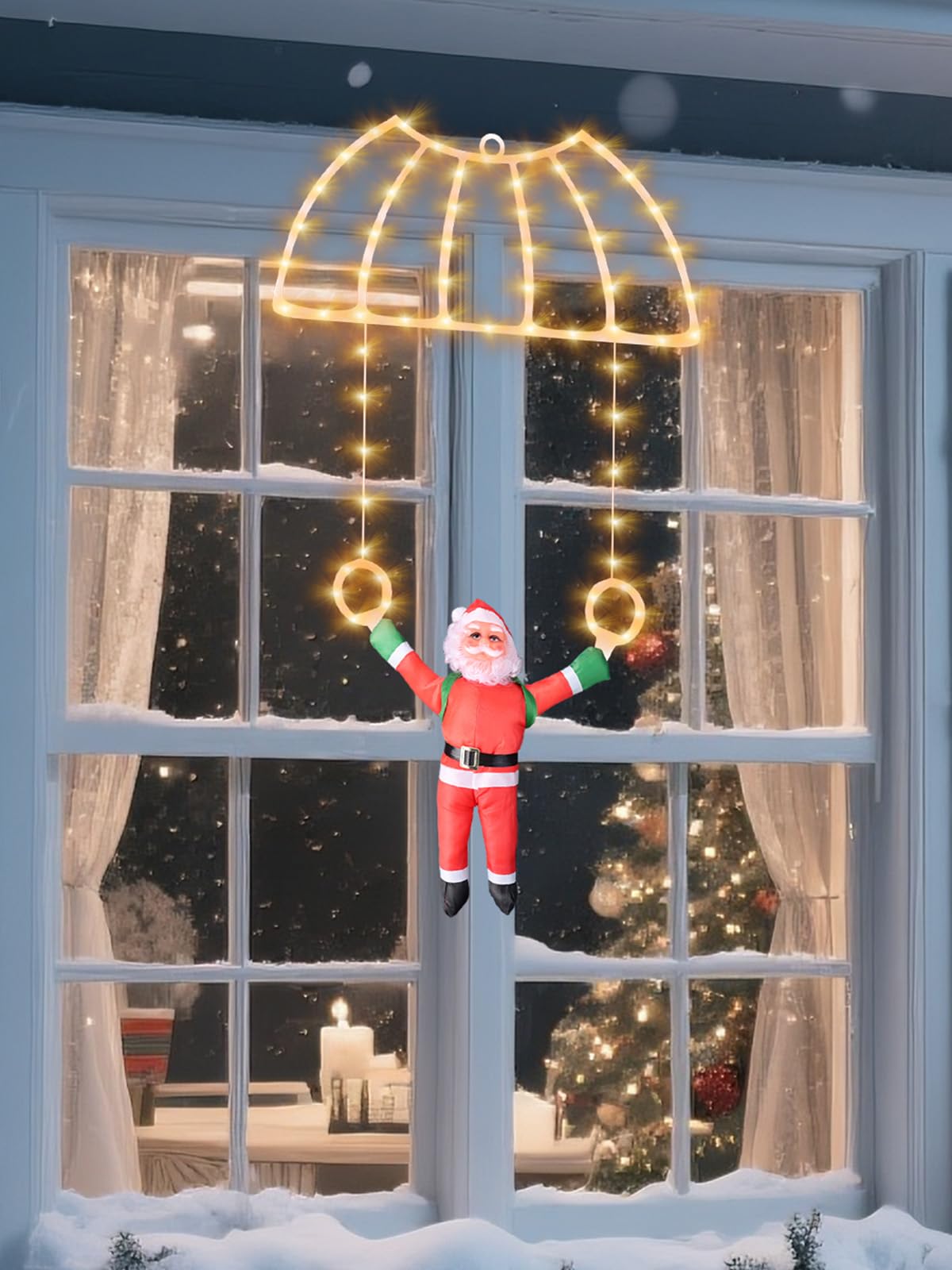 Weihnachtsbeleuchtung Außen, 90CM LED Weihnachtsbeleuchtung Weihnachtsdeko Outdoor, 8 Modi USB-Beleuchtung Xmas Deko mit Haken für draußen und innen an Fenstern, Türen, Wänden und Gärten