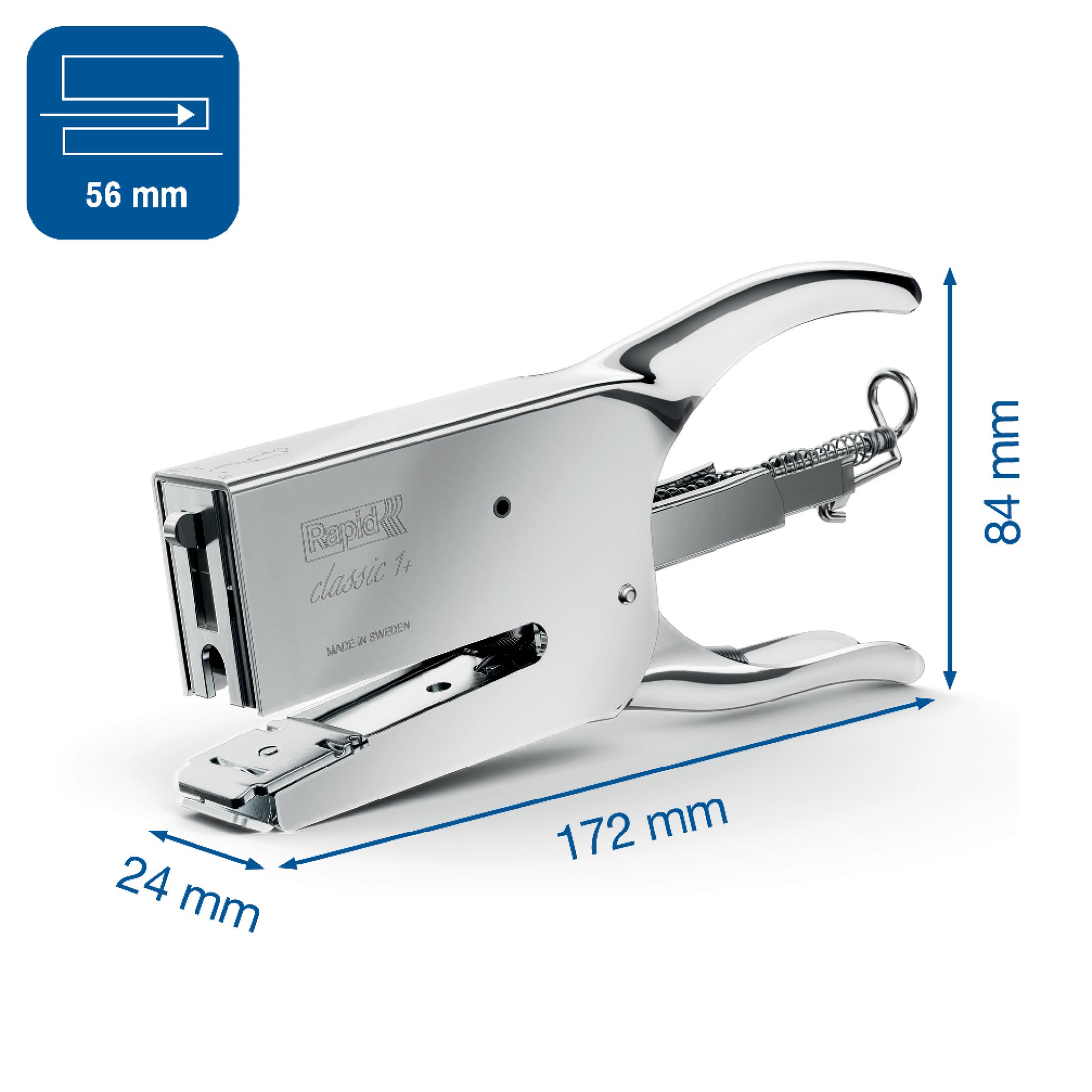 Rapid Classic K1+ Pince Agrafeuse | 50 feuilles | Agrafage et Épinglage |Acier Robuste|Agrafes n°26 (26/6 et 26/8+) | Bureau| Maison| Commerce| Bricolage | Certifiée ClimatePartner |Chromé| 10510602