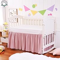 Vista 12 de Falda de cama para cuna, 100% algodón, natural, suave, transpirable para la piel delicada del bebé, falda de cama de cuna para bebés niños y niñas