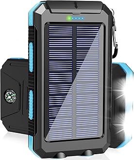 Solar Charger Power Bank, 38800mAh Portable Charger Fast Charger Dual USB Port Built-in Led Flashlight and Compass for All Cell Phone and Electronic Devices