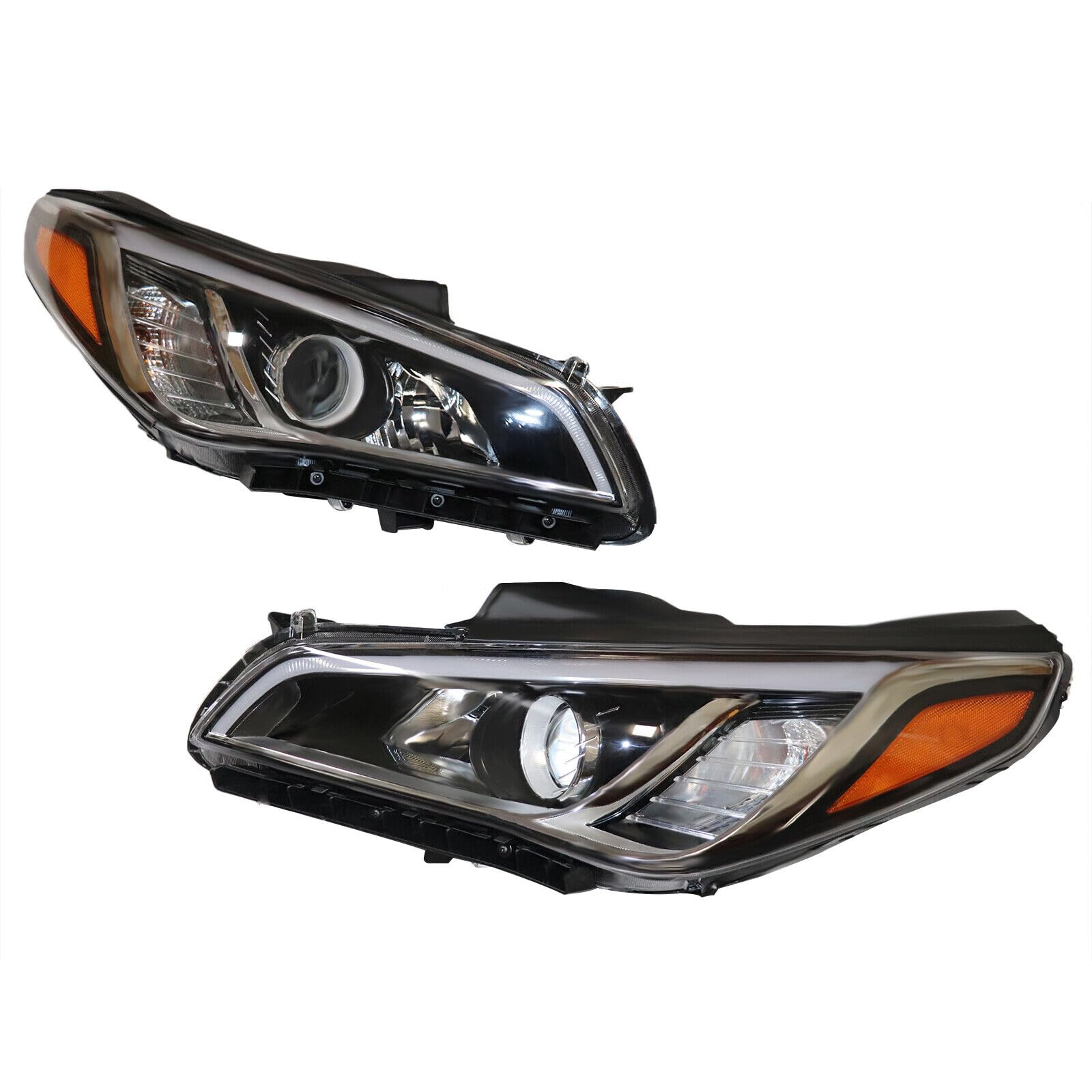 Headlight Assembly For 2015-2017 Hyundai Sonata Pair Passenger Side Halogen Headlight Headlamp Assembly LH RH (LH+RH)