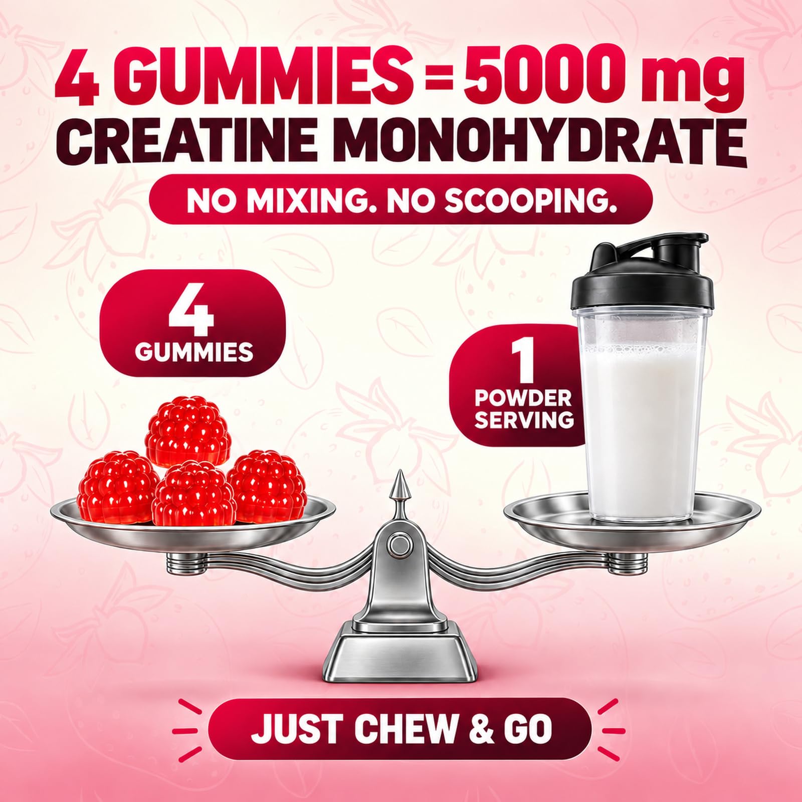 Creatine Gummies for Women & Men, Natural Strawberry Vegan Chews, 120 Count — Amazon image 7