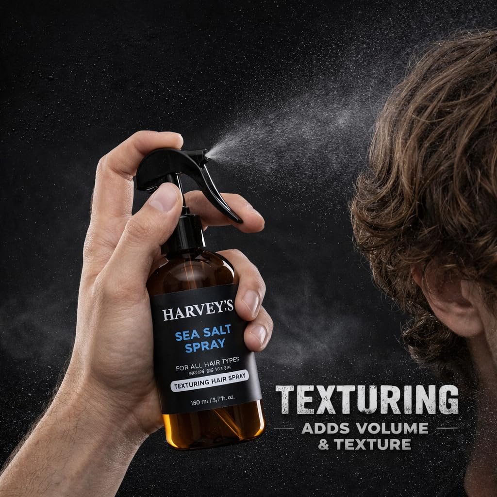 Harvey's Sea Salt Spray 150ml – Texturising Hair Spray, Adds Volume & Texture, Heat Protection, For All Hair Types
