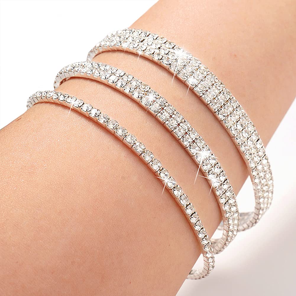 Suyi Braccialetto alla Caviglia in Cristallo per Catena Elastica da Donna con Cavigliera Elasticizzata da Tennis con Diamanti
