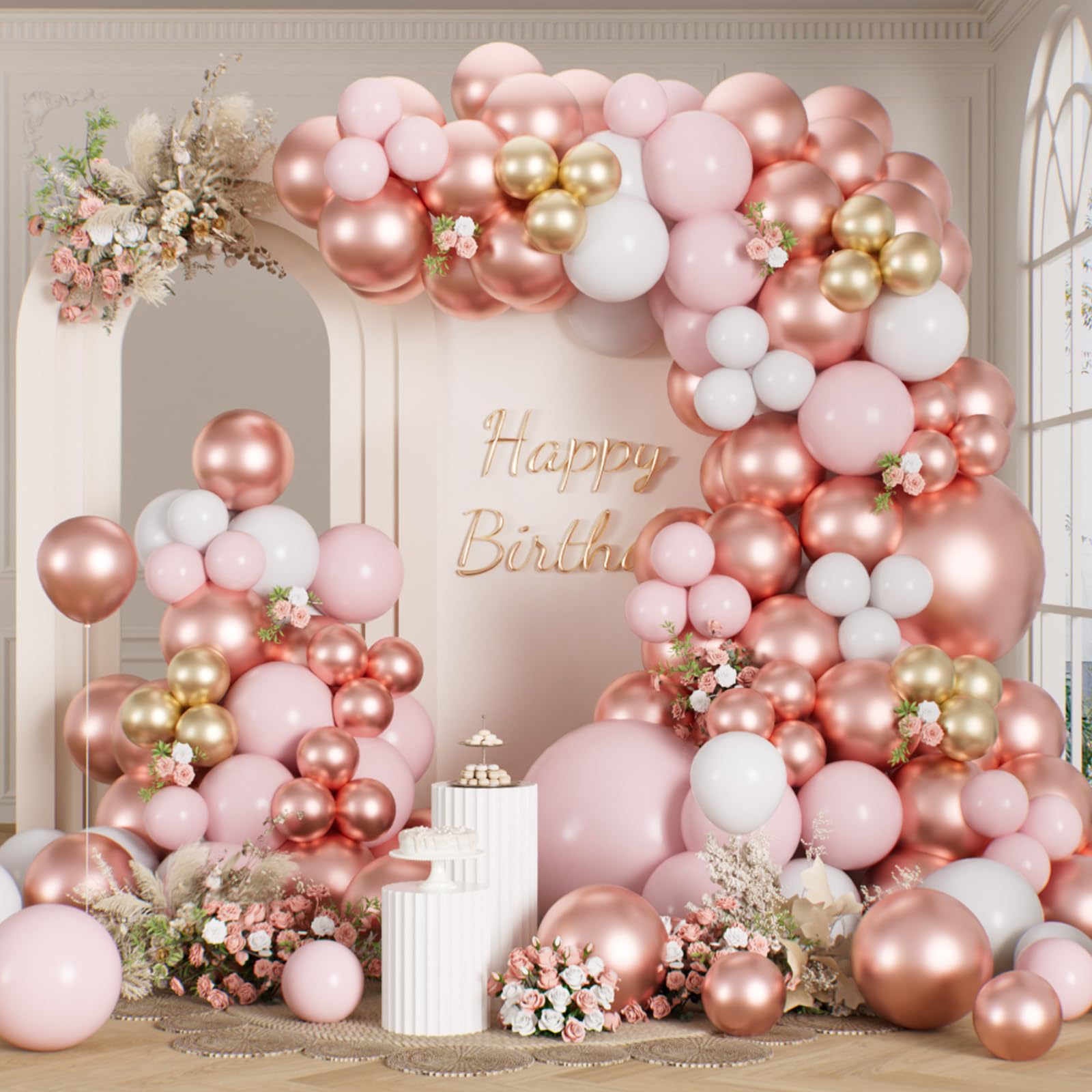 RainbowQ Party Rose Gold Balloons Arch Kit, 165PCS Metallic Latex Balloon 18/12/5 Inch Helium Garland for Anniversary Birthday Wedding Bridal Shower Party Decorations โ image 1