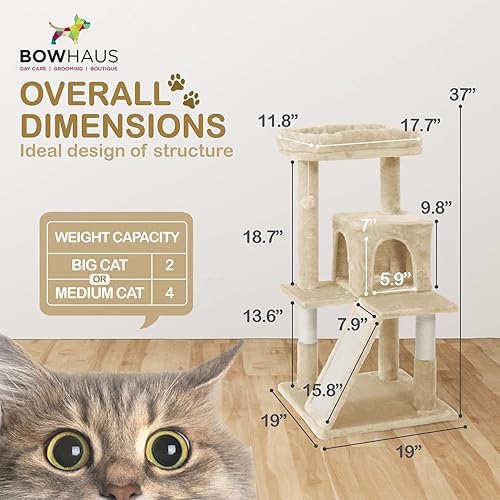Miniatura 2 de Árbol alto para gatos grandes o gatitos de interior, árbol de actividades para gatos de varios niveles con postes rascadores, hamaca, condominio en