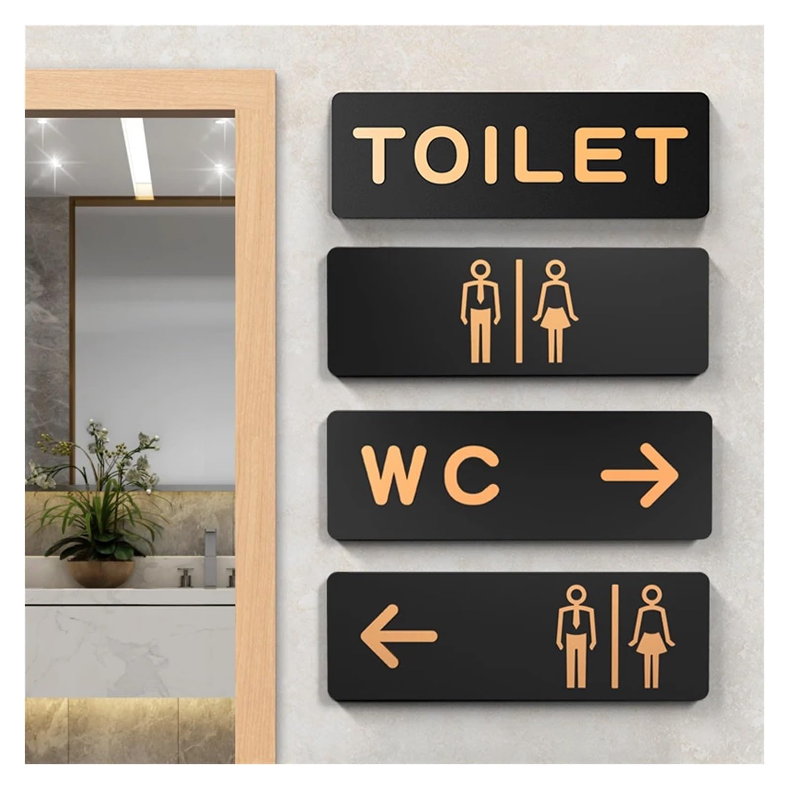 Segnaletica Per Toilette Segnaletica for WC Segnaletica for bagno for uomini e donne WC Guida for WC pubblici Hotel a sinistra e a destra Segnaletica for bagno in acrilico a sinistra e a destra Cartel