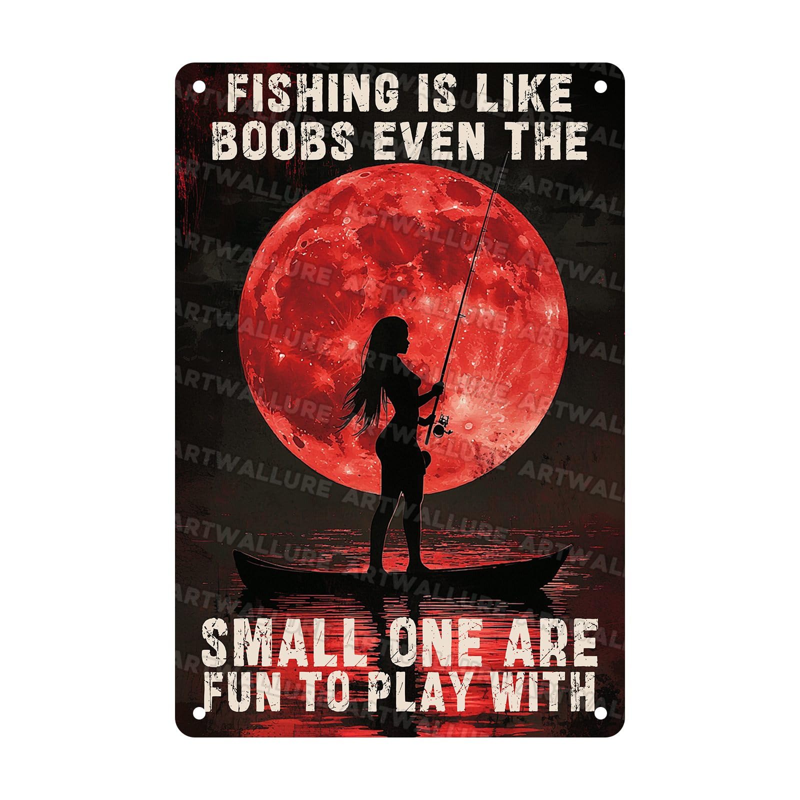 Funny Fishing Metal Tin Sign Vintage Rustic Wall Decor for Man Cave Lakeside Cabin Retro Bar with Ironic Fisherman Quote 8x12Inch