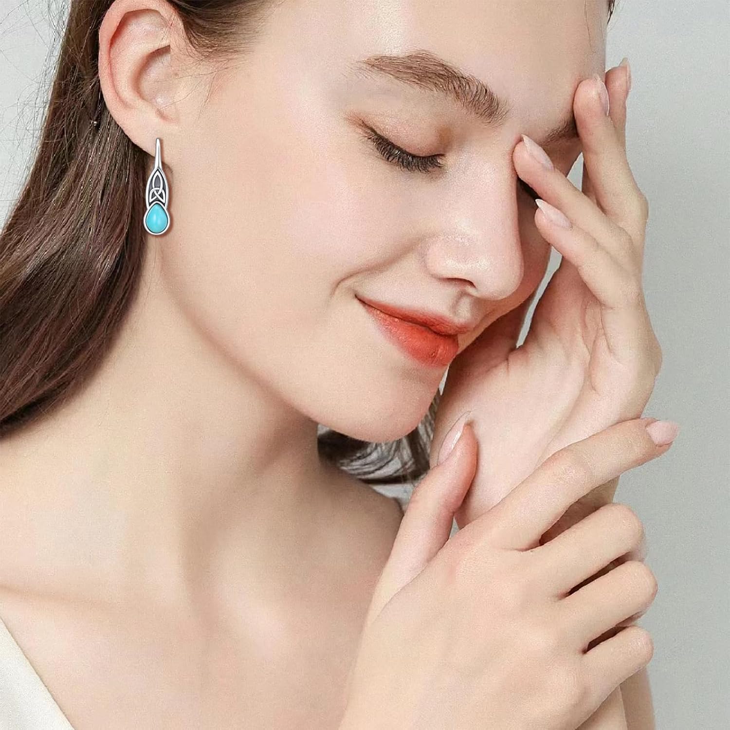 Leverback Earring for Women Girls Sterling Silver Dangle Drop Hoop Earrings Celtic Moonstone/Animal/Ankh Lever Back Hoops for Women Teens Birthday Anniversary Earrings Hypoallergenic