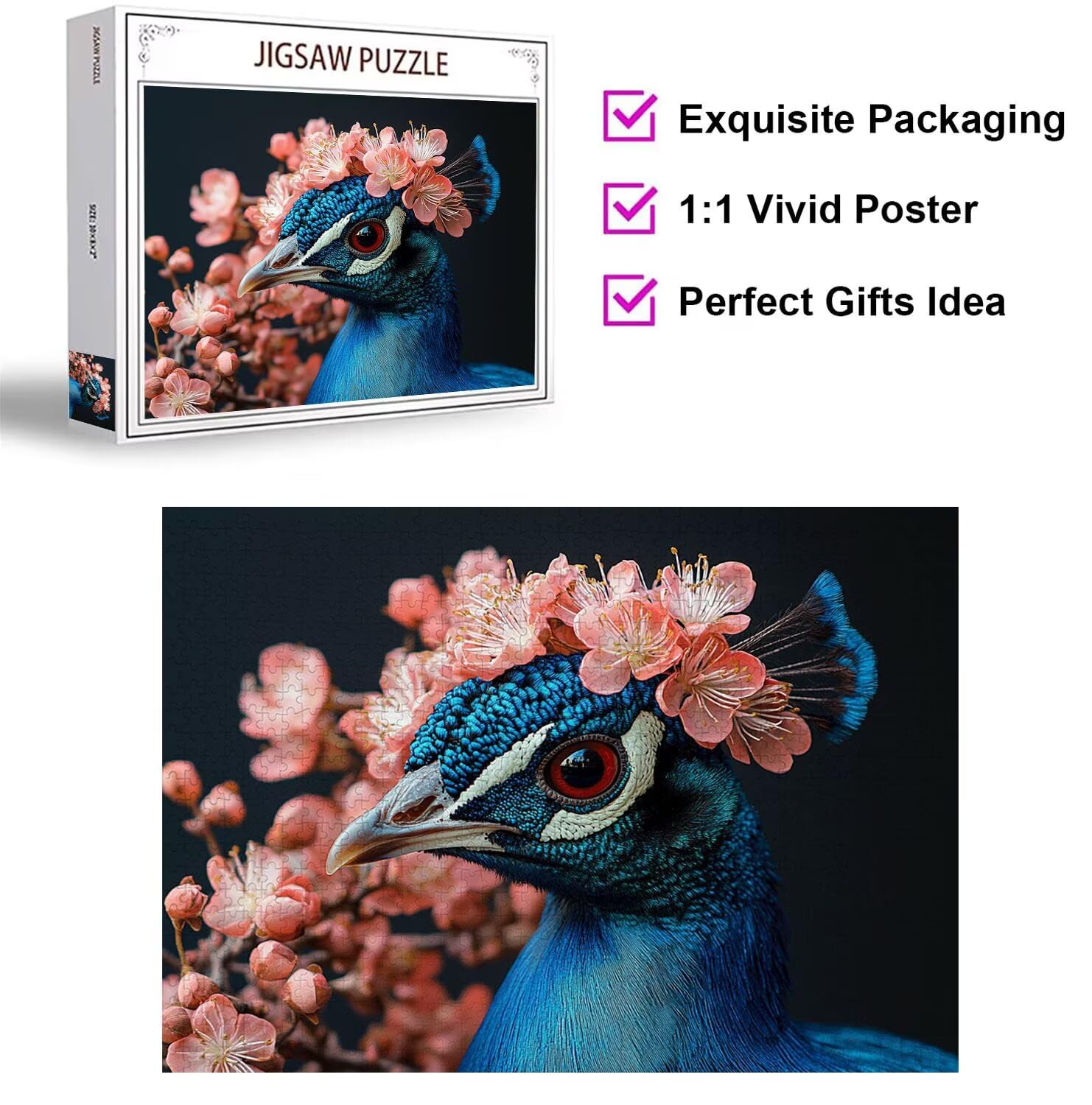 Puzzle 2000 Pezzi Fiori Puzzle Classici per Gioco Familiare, n-293 | Impossibile Puzzles, Intrattenimento Creativo, Rilassamento e Intelligence, Regalo per Amore e Amico, Decorazioni Casa, Paone
